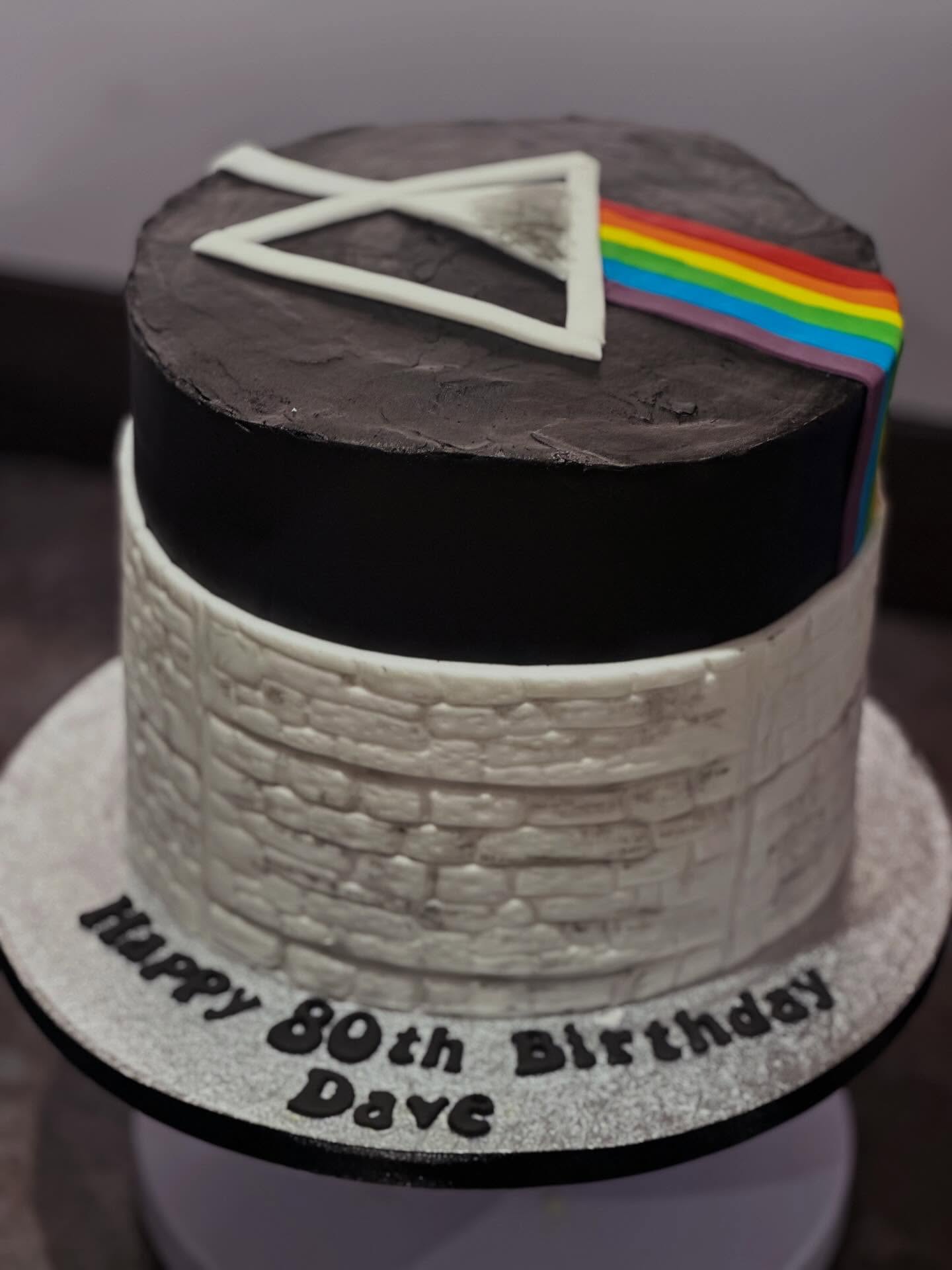 Rainbow cake inspired by Pink Floyd for a special birthday 🌈 #pinkfloydcake #birthdaycake #rainbowcakes #happybirthday #celebrationcake