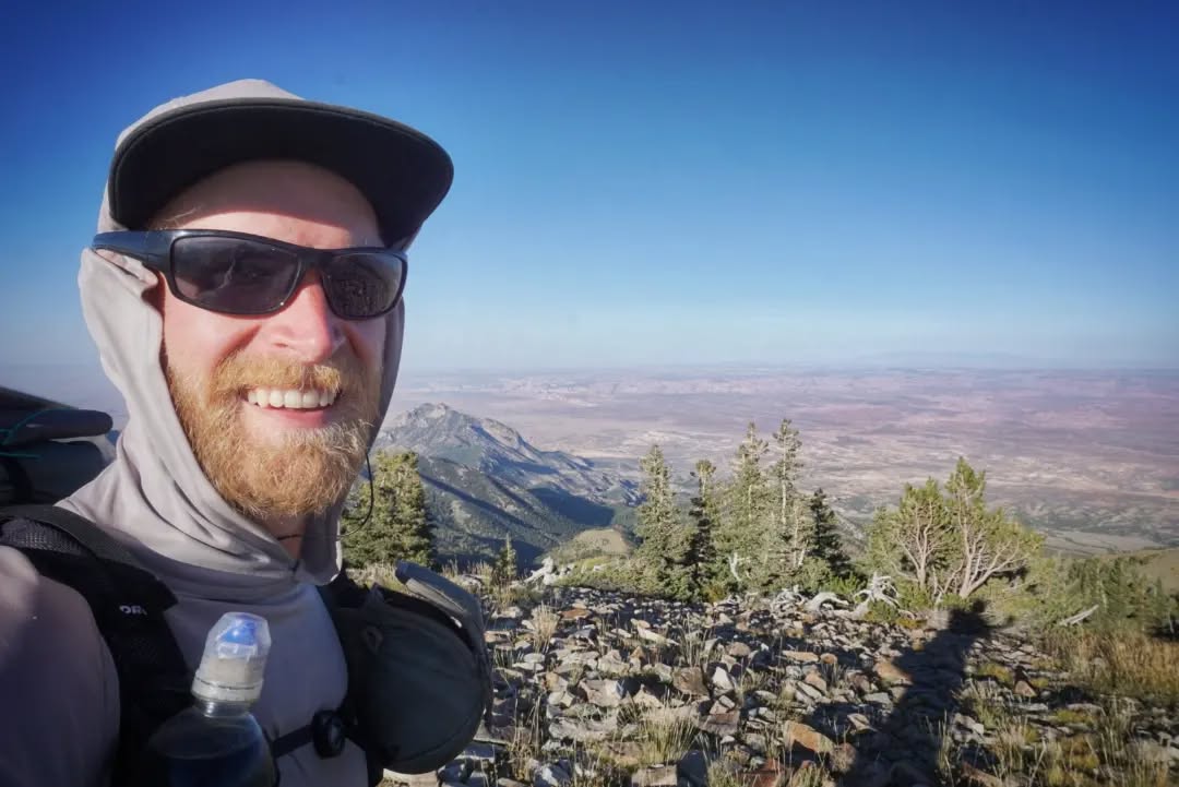 Hayduke Day 12 || Hwy 95 (Hanksville) to Mount Ellen South Creek Ridge
Back on a mountain!
After a surprisingly easy hitch out of Hanksville (first vehicle!) I approached the Henry Mountains on jeep tracks before eventually working my way up their flanks. Although the climb seemed slow, every now and then I'd look back and realize I was indeed getting a lot higher. Eventually the roads began taking switchbacks to continue up, and the afternoon temps and wind were actually chilly for the first time during this hike. It wasn't until after 5pm that I finally crested the last pass on the jeep road and then left them to climb Mt Ellen's south ridge. With a pack freshly full of food and several litres of water, my legs were ready to be done (the day started at roughly 5000 ft and I'd already climbed to more than 10,000 ft). The wind whipped furiously and I had to lean against it as I continued up the final slopes. At 11,419 ft the peak was absolutely battered with cold wind and it was even difficult to get a breath during the worst gusts. The wind did not help with the steep descent on large loose talus, and made for some of the trickier hiking I've done. Thankfully the rocky sections were short lived, and soon I was descending (steeply!) on mixed vegetation and fine rocky dirt. Eventually I found a flat stretch to camp for the night and enjoy the sunset.
#thruhike