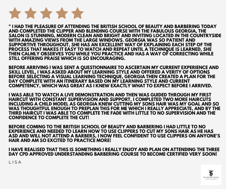 From zero experience to confidently completing a fade in one day.
This is what hands-on learning, real models and the right guidance can do.
Thank you Lisa for such a thoughtful review - it was a pleasure having you. #testimonial #reviews #barberschool #barberingeducation #Teach