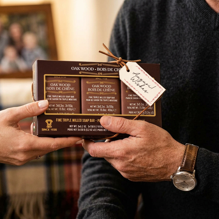 Un set di tre saponi solidi realizzati con lavorazione triple milled: texture compatta, schiuma ricca e lunga durata.
La gift box, impreziosita da dettagli in oro, trasforma la cura personale in un’esperienza di lusso ed è perfetta come idea regalo per la Festa del Papà.
Per chi ama prodotti dal carattere deciso e raffinato.
#FestaDelPapà #GiftForHim #MensGrooming #LuxurySoap #SkincareUomo #SelfCareForMen #TripleMilledSoap #ElegantCare #IdeaRegalo #RitualeDiCura #StrongScents #SoapLovers #LuxuryGift #CuraDellaPelle #PapàSpeciale