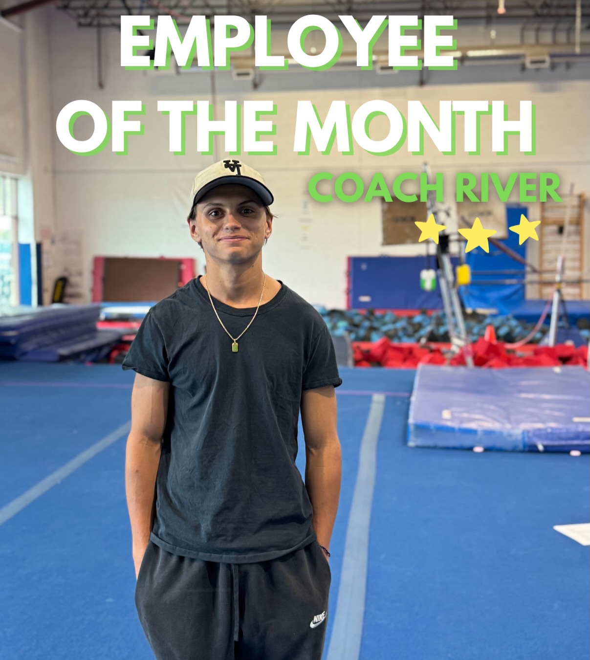 Help us celebrate Coach River in March, as our Employee of the Month! River truly does a little bit of everything around the gym, and always shows up ready to help wherever he’s needed. His positive attitude and willingness to jump and make him such an incredible asset to our team. Here’s what our staff says about him: “River is knowledgeable, but always wanting to learn more. He is super positive with his athletes and his peers- a true team player and never hesitates to pitch in we needed” River is consistently gaining positive feedback of how great he is at working events, training and being an awesome team member! Thank you for all you do, River💙