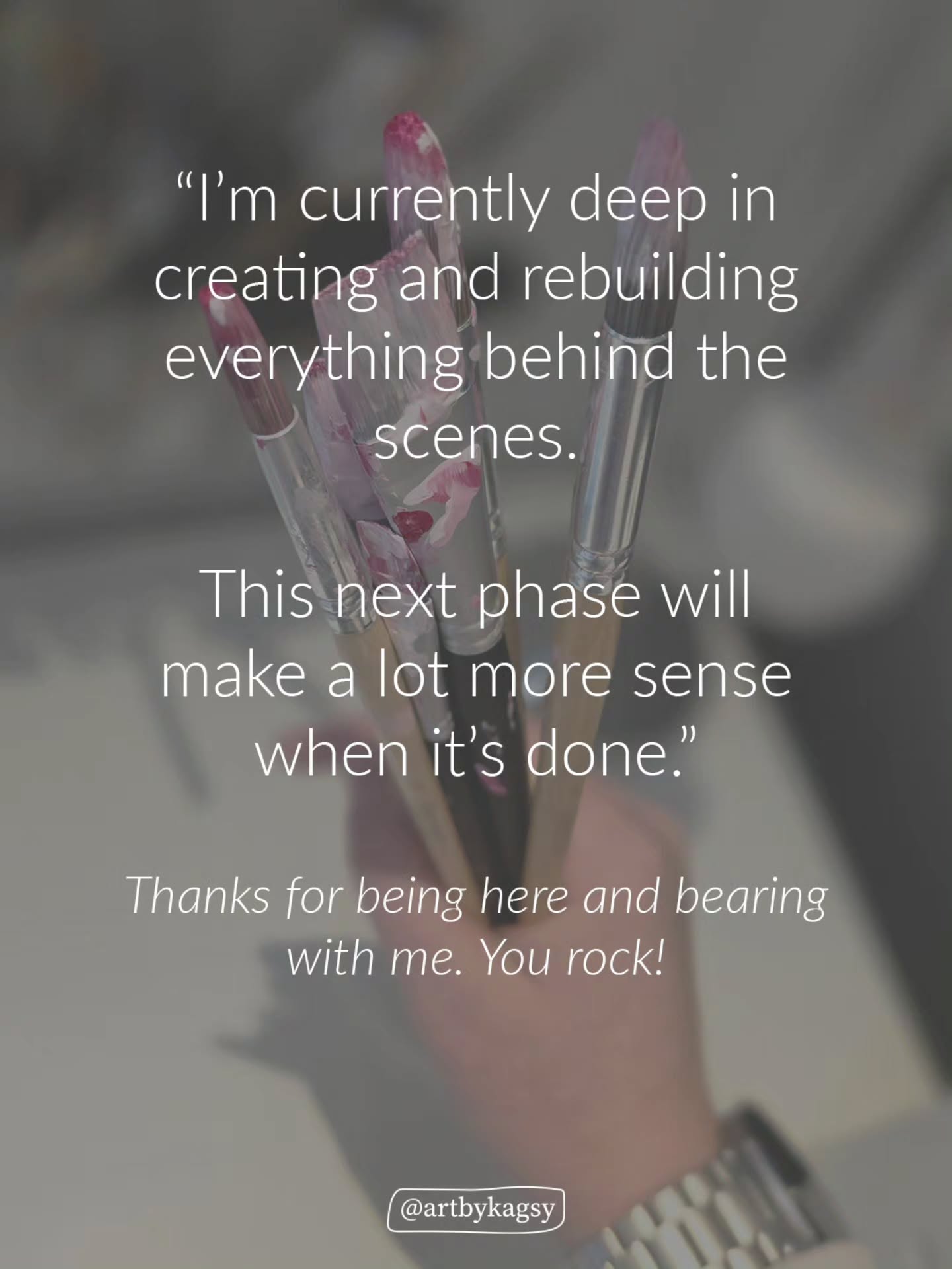 I’ll be missing in action for a week or two.
It’s been a long journey, but I have finally figured out the direction I want to take my art in. I love building characters and the world they live in. I also love language and the psycholgy behind the words we use. I guess I just needed to give myself permission to go down a road that was authentic for me and to stop thinking everybody else’s way was ‘the right way’.
I need to be me, and the ‘Inner Council’ world and its characters is my way of circumnavigating this mad, crazy world we call home.
And in the poetic words of Arnie, ‘I’ll be back’. Thanks for sticking around!
Love and Light Kagsy x
#ArtEmbodied #InnerCouncil #IdentityDrivenArt #SymbolicArt #ArtByKagsy