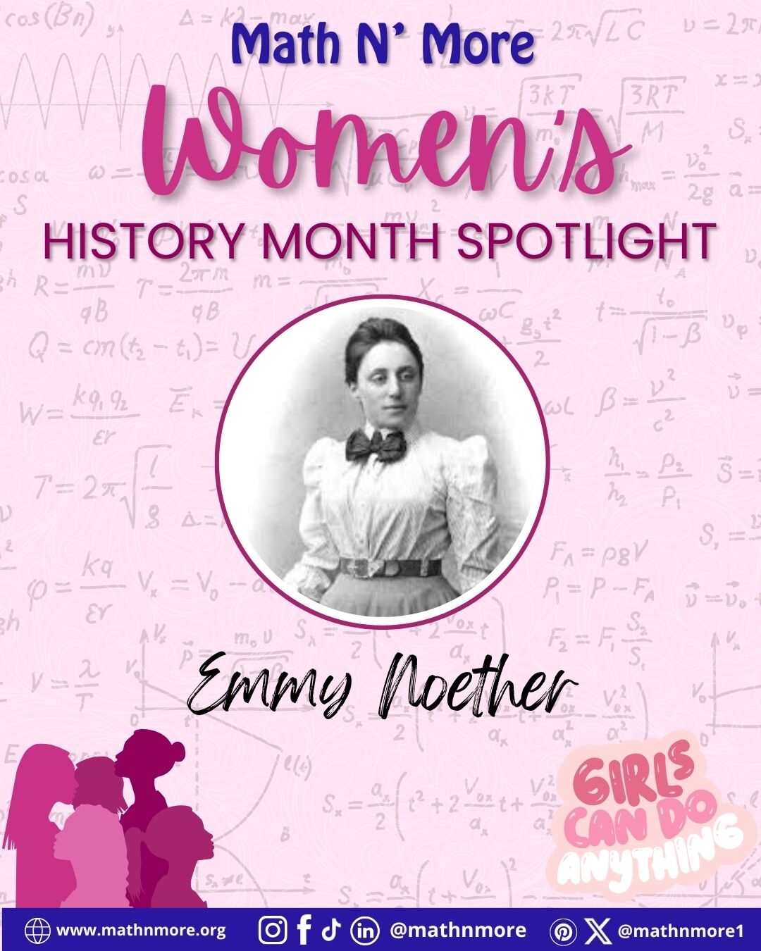 🔢💡 Women’s History Month Spotlight: Emmy Noether
Physicist. Mathematician. Trailblazer.
Emmy Noether’s work connected symmetry and conservation laws, reshaping physics. Her contributions to abstract algebra still power modern math today.
She didn’t just open doors — she redefined the space.
#WomensHistoryMonth #WomenInSTEM #EmmyNoether #AbstractAlgebra #MathIsLife #MathNMore