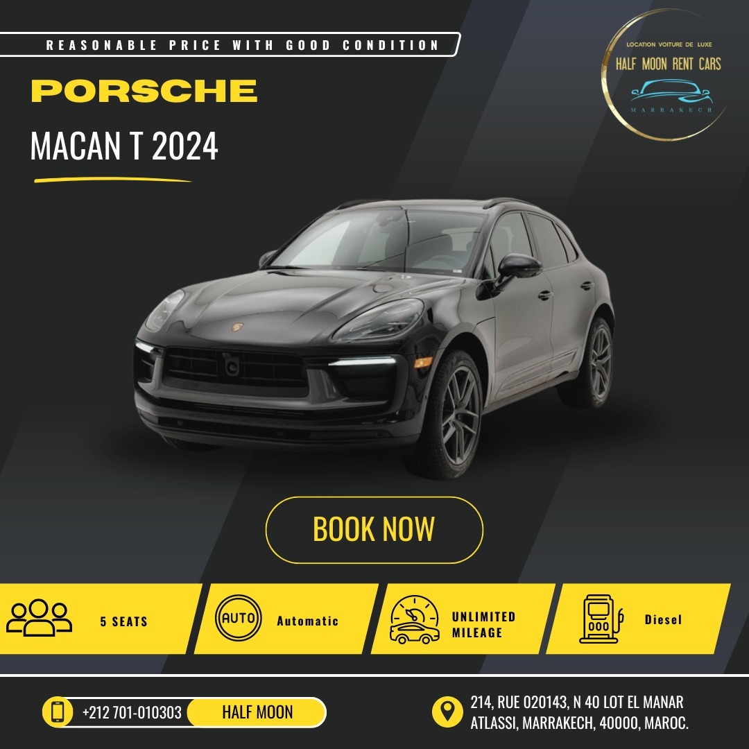 Plaisir de conduire redéfini. Découvrez la toute nouvelle Porsche Macan T 2024 : alliant performance ultime et élégance intemporelle. Avec son design distinctif et ses technologies de pointe, chaque virage devient une expérience inoubliable.
Réservé Maintenant
✍️ WhatsApp : +212 701-010303 #Porsche #MacanT #NouvelleDimension #LuxurySUV #cars #morocco #marrakech #rentcar #carluxury #vacances #tourist #reservation #booking #rentcars #jamaaelfna #casablanca #tanger #marrakechmedina #voyage #travel #voituredeluxe #voiture #locationvoiture #locationvoituredeluxe