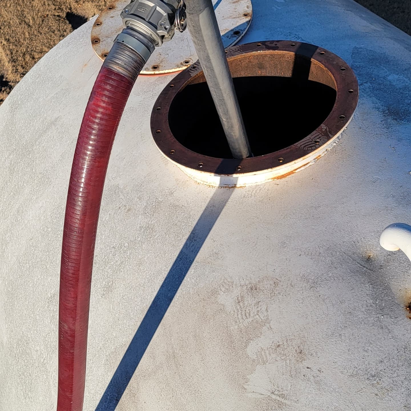 Another busy day on the tanks. Here is a tank with dyed diesel that we are prepping for a local ag pilot for his jet A fuel. We cleaned the tank with this fuel and then emptied it and filled with jet A. Give us a call to clean any fuel in any size tank. #jetafuel #diesel #fuelpolishing #fuelfilter #tankcleaning #fueltank