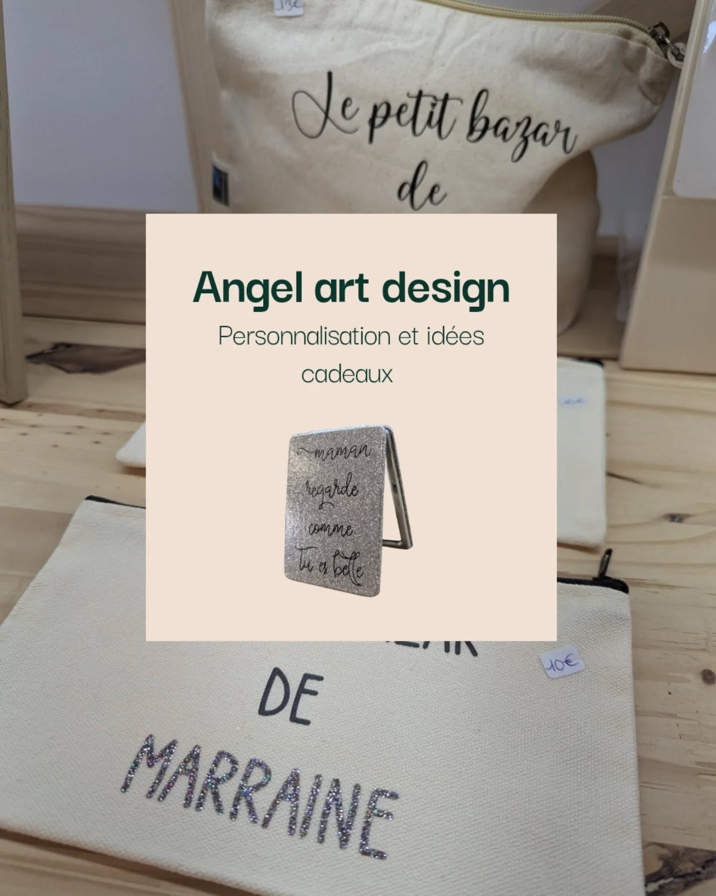 Une créatrice de talent, @angelartdesignn personnalise des idées cadeaux sous toutes les formes et pour toutes les occasions ! 🤩
Pour pâque, un anniversaire, un baptême retrouvé plein d'idées cadeaux 🎁
Des portes clés, des paniers, des trousses de toilette, des miroirs et, des bijoux uniques en édition limitée ✨
Retrouver tout ces produits dès maintenant à la boutique et n'hésitez pas à passer commande pour n'importe quelle occasion 😉
La boutique est ouverte du mardi au samedi de 9h30 à 18h au 5 rue de Verdun à La-Ferté-Gaucher 📍
#portraitcreative #MaBulleArtisanale #FaitMainFrance #seineetmarne #lafertegaucher