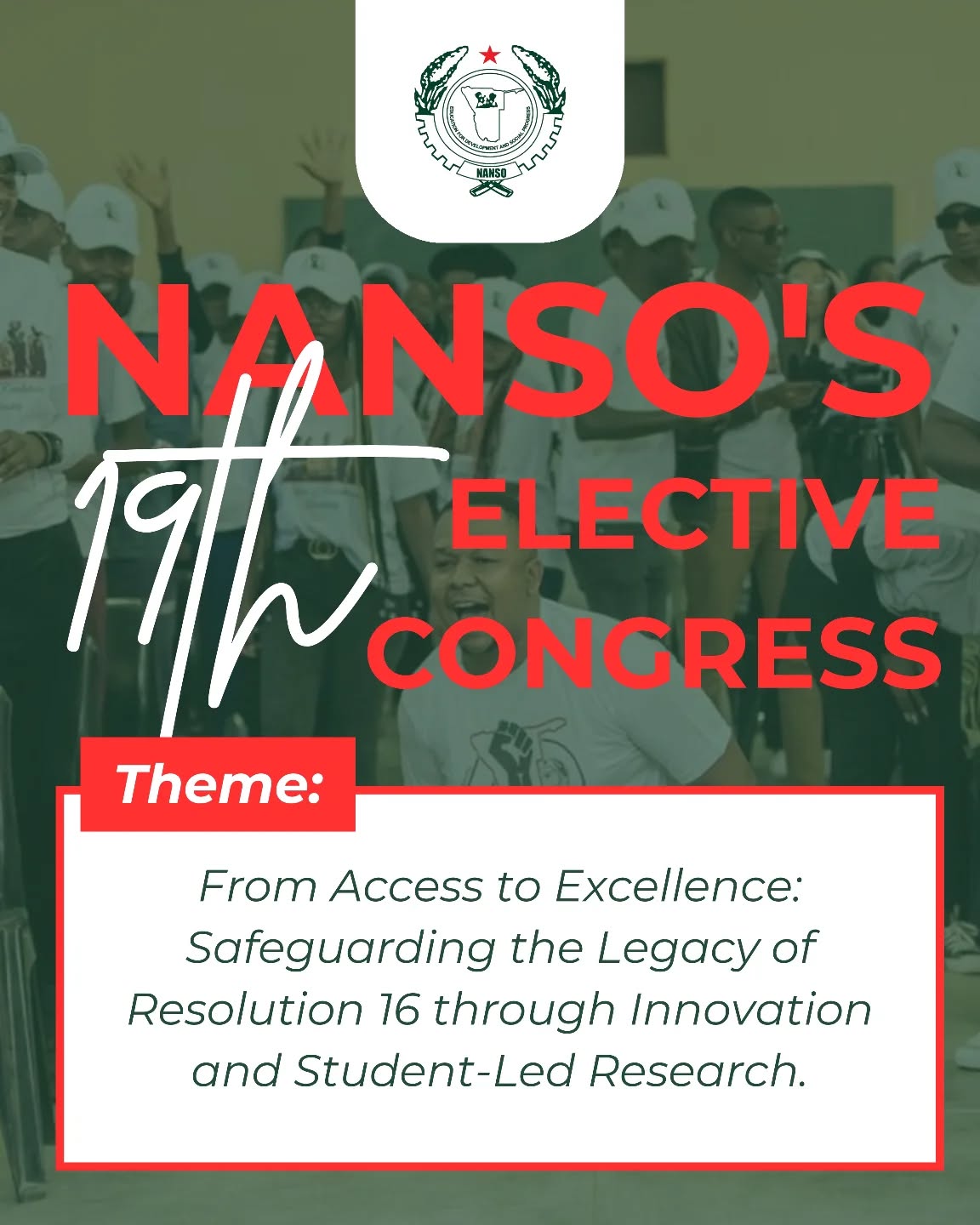 NANSO's 19th Elective Congress is around the corner!💚
The National Students Congress will be convening under the theme "From Access to Excellence: Safeguarding the Legacy of Resolution 16 through Innovation and Student-Led Research".