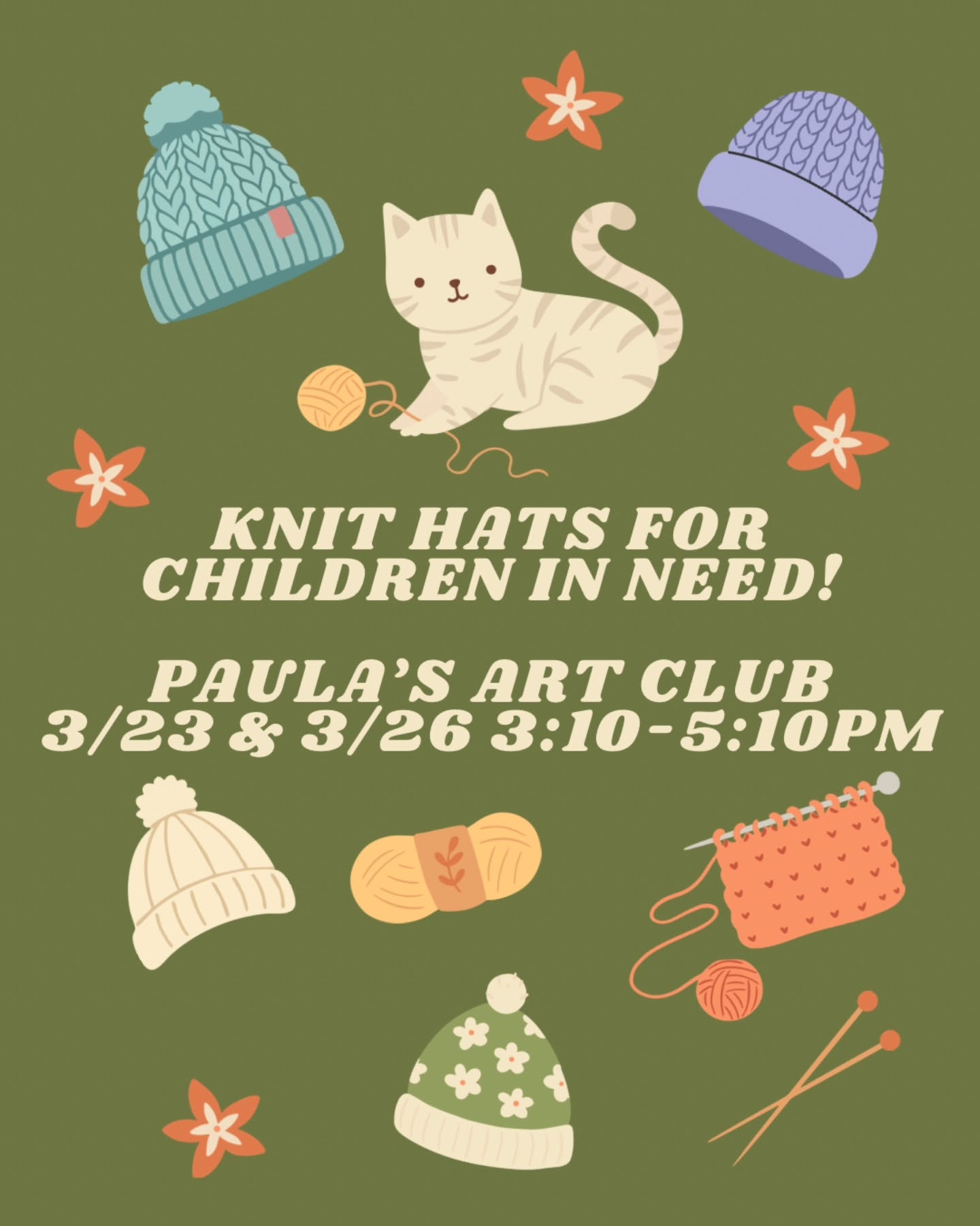 Hey Forsyth. Next week on Monday and Thursday after school, the Art Club will be knitting hats for children in need. They will be sending the hats to children in the Dandora Dumpsite to help them stay warm during the rainy season. If you're interested in joining them, see Paula.
#hats #artclub #dandoradumpsite #knitting #forsyth