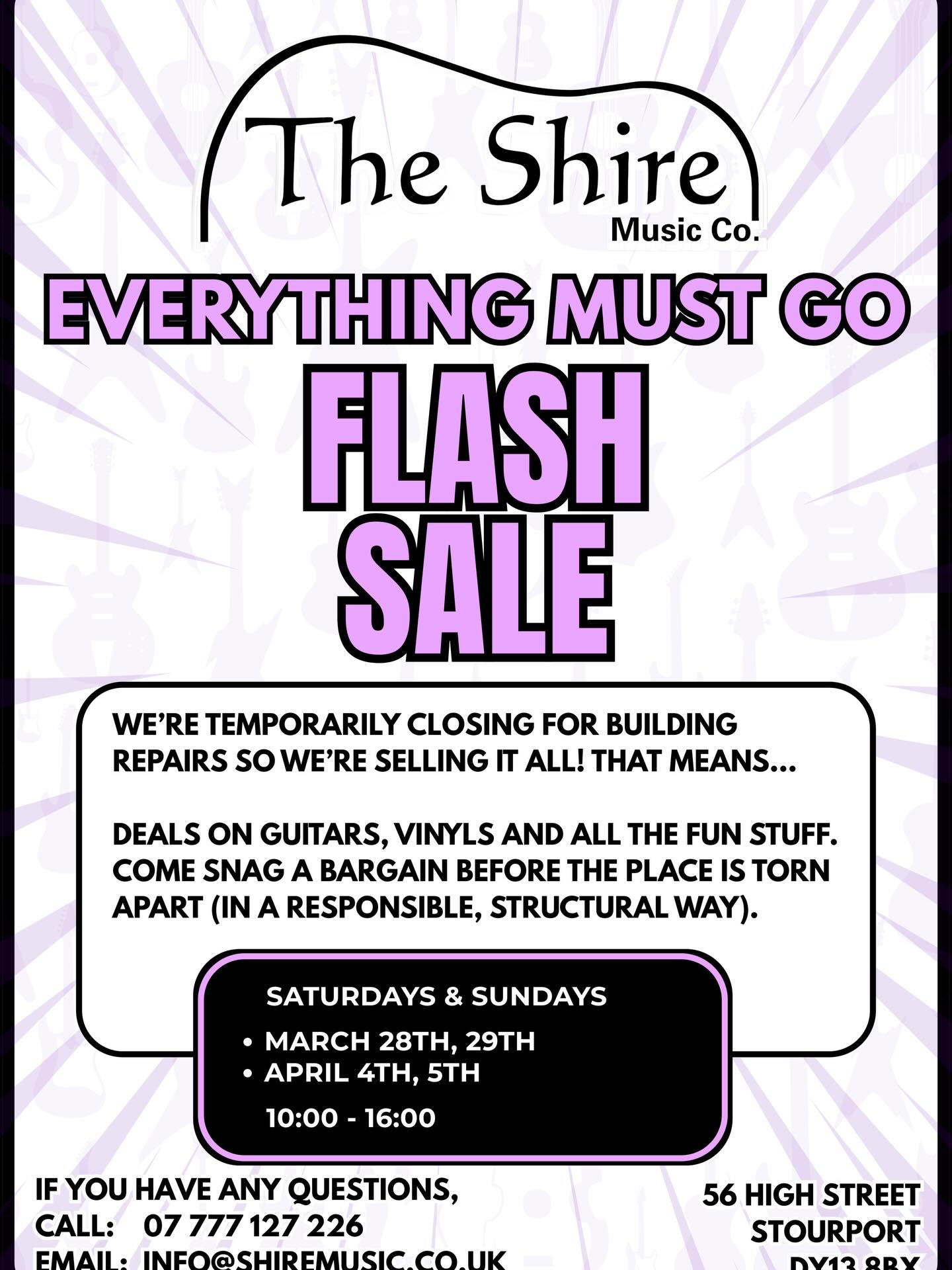 ⚠️Temporary closure announcement ⚠️
Hi everyone! 😄
Just a quick note to explain what’s going on with our shop. Due to unexpected and developing building issues, we’ve had to make the tough decision to temporarily close the shop until repairs are carried out. 🚧
From day one, this has never just been a shop. It’s been a place for musicians and tabletop gamers to connect, hang out, discover new gear, and feel like they belong. Every conversation, every battle, every moment spent geeking out over guitars has meant more to us than we can properly express. 🎸
We’re truly sorry for the disruption. But more than anything, we want to say thank you. 💜
Thank you for supporting us, for believing in what we’re building, and for being part of this little community. Whether you’ve played music or games with us, bought something, spread the word, or just walked through the door and shared your passion, you’ve helped make this place what it is, and we don’t take that for granted for a second.💜
As sad as this is for us, it could be good news for you! Before we temporarily close our doors for repairs, we’ll be running an “Everything Must Go” sale on remaining stock. It’s not how we imagined doing things, but we’d much rather see these instruments and gear go to good homes than sit in a storage unit while we’re shut. This is taking place over the next 2 weekends.
The shop will open its doors again, and when it does, we’ll be ready to pick up right where we left off with lots of music, Warhammer and games. ⚔️🎸🎵
Until then, keep playing, keep creating, and keep shredding! 🎸
We’ll see you very soon. 💜
Lots of love, 💜
The Shire Team
Elvira & Aaron