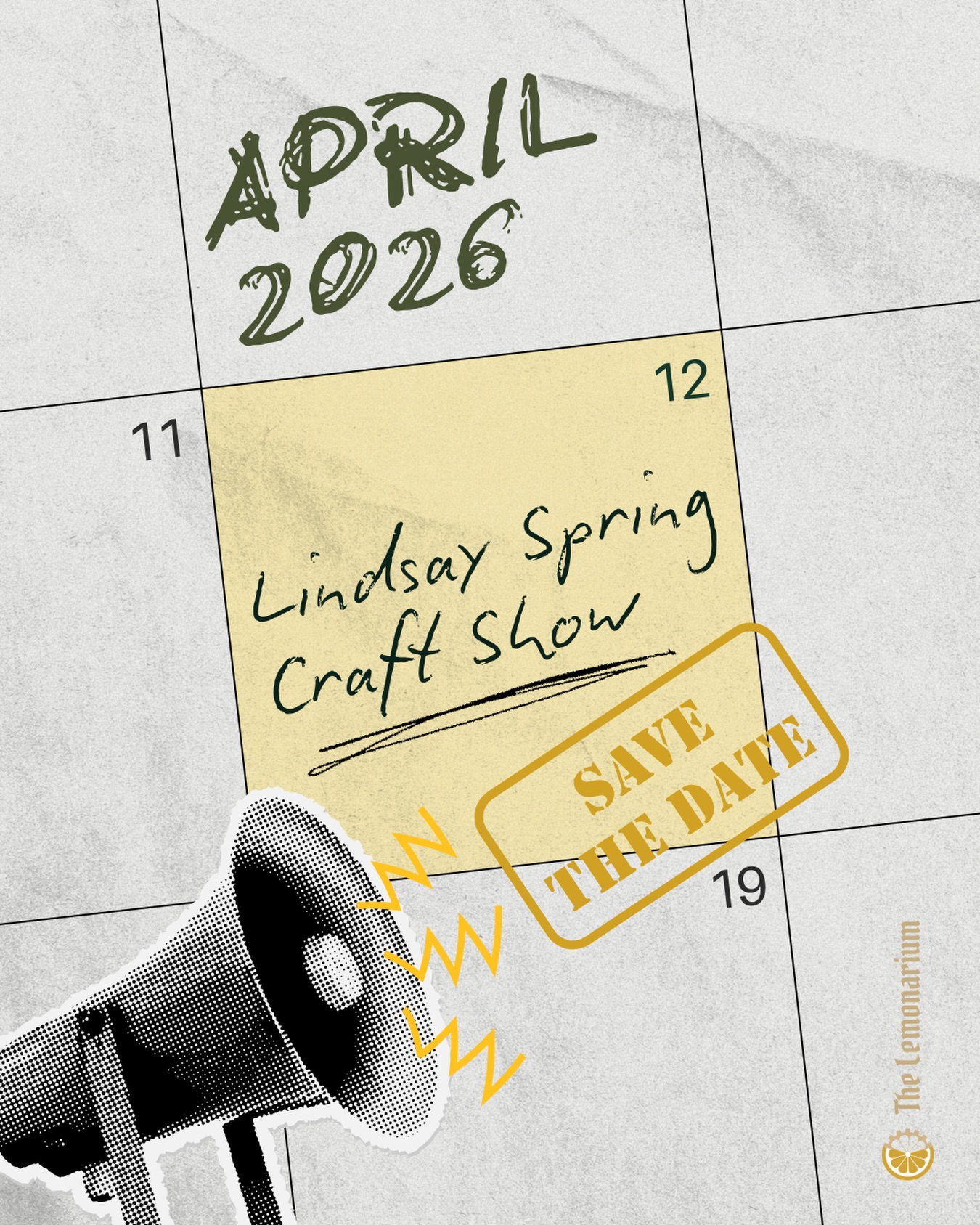 📢Save The Date!
Spring is almost here and we’re so excited for our first market of the season!
Mark your calendars for your next citrus intake🍋
April 12 - Lindsay Spring Craft Show (Lindsay Fairgrounds)
#thelemonarium #freshlysqueezed #springmarket #kawarthalakes #crafteddrinks
