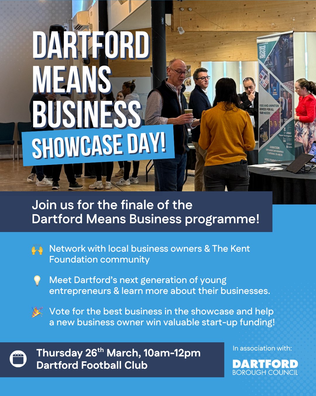 Are you joining us next week? 🎉
Meet Dartford’s next generation of entrepreneurs, network with local business owners, and cast your vote to support a new business owner to win up to £2k funding!
Click the link in our bio to get your free ticket 🎟️
#DartfordMeansBusiness #TheKentFoundation #DartfordBusiness