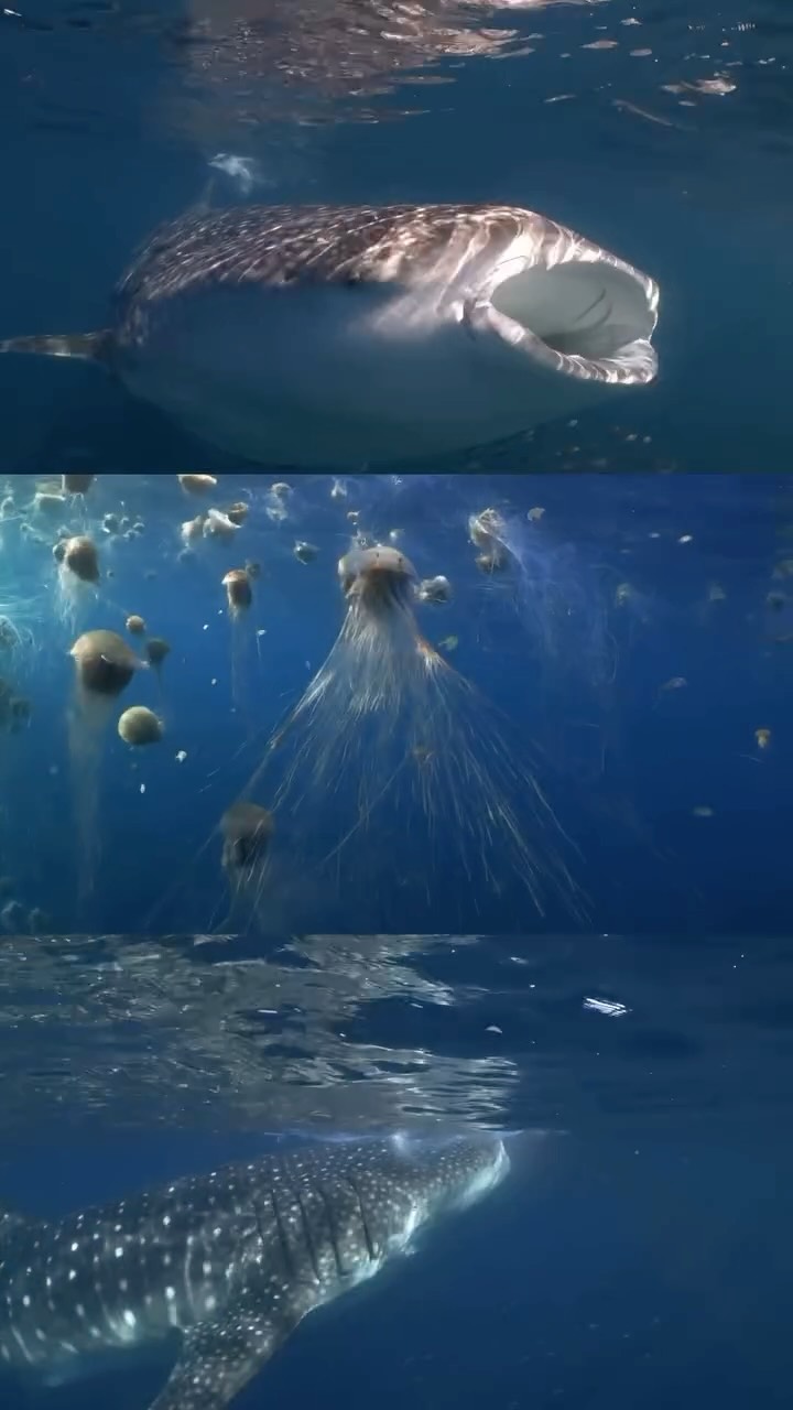 A nutrient rich upwelling provided the perfect moment for a feeding frenzy to occur!
#krill #oceans #whalesharks #nature