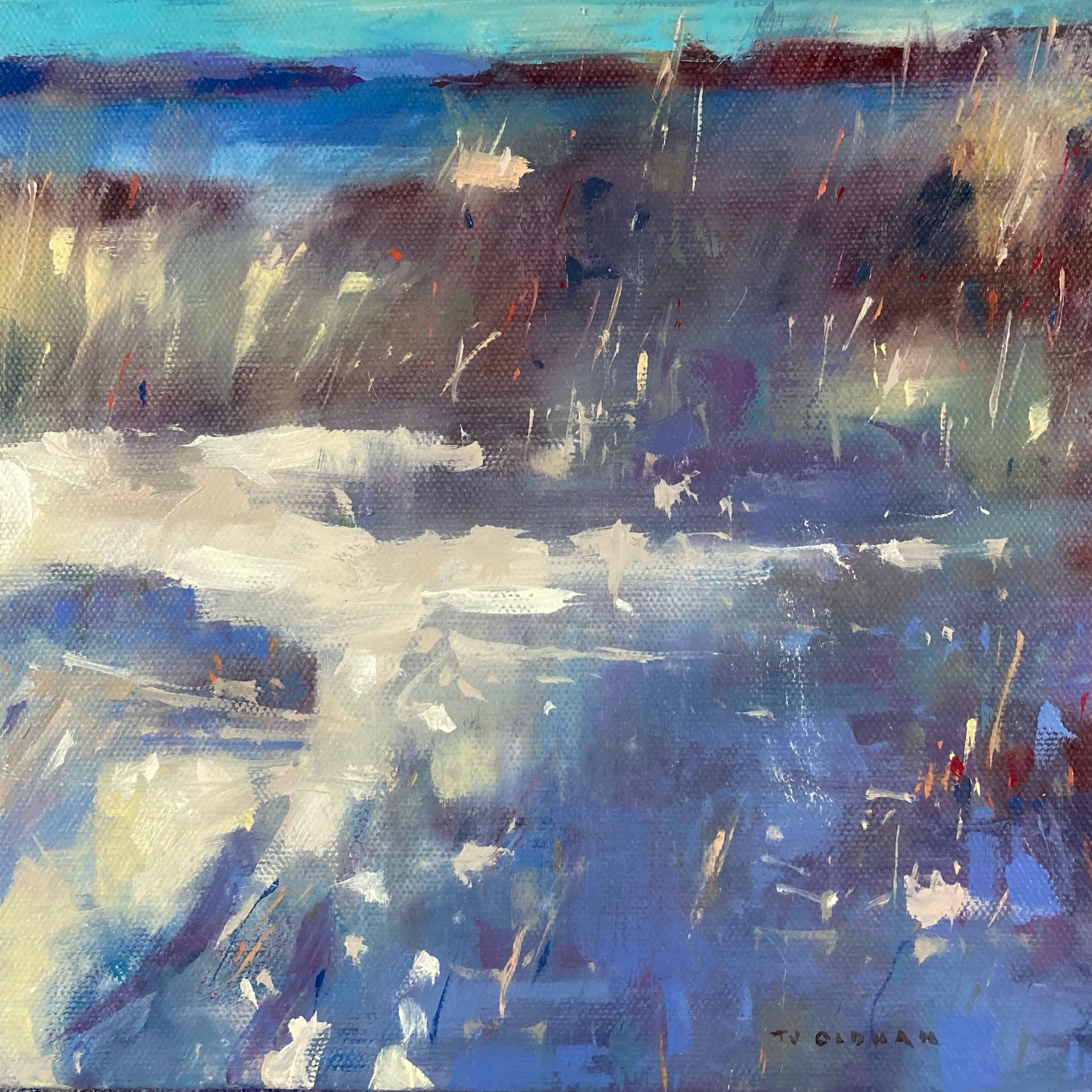 I’ve been working on a few versions of the sand dunes taken from a photo I took last month on Iona, this one’s 8 x 8 inches, oil on board