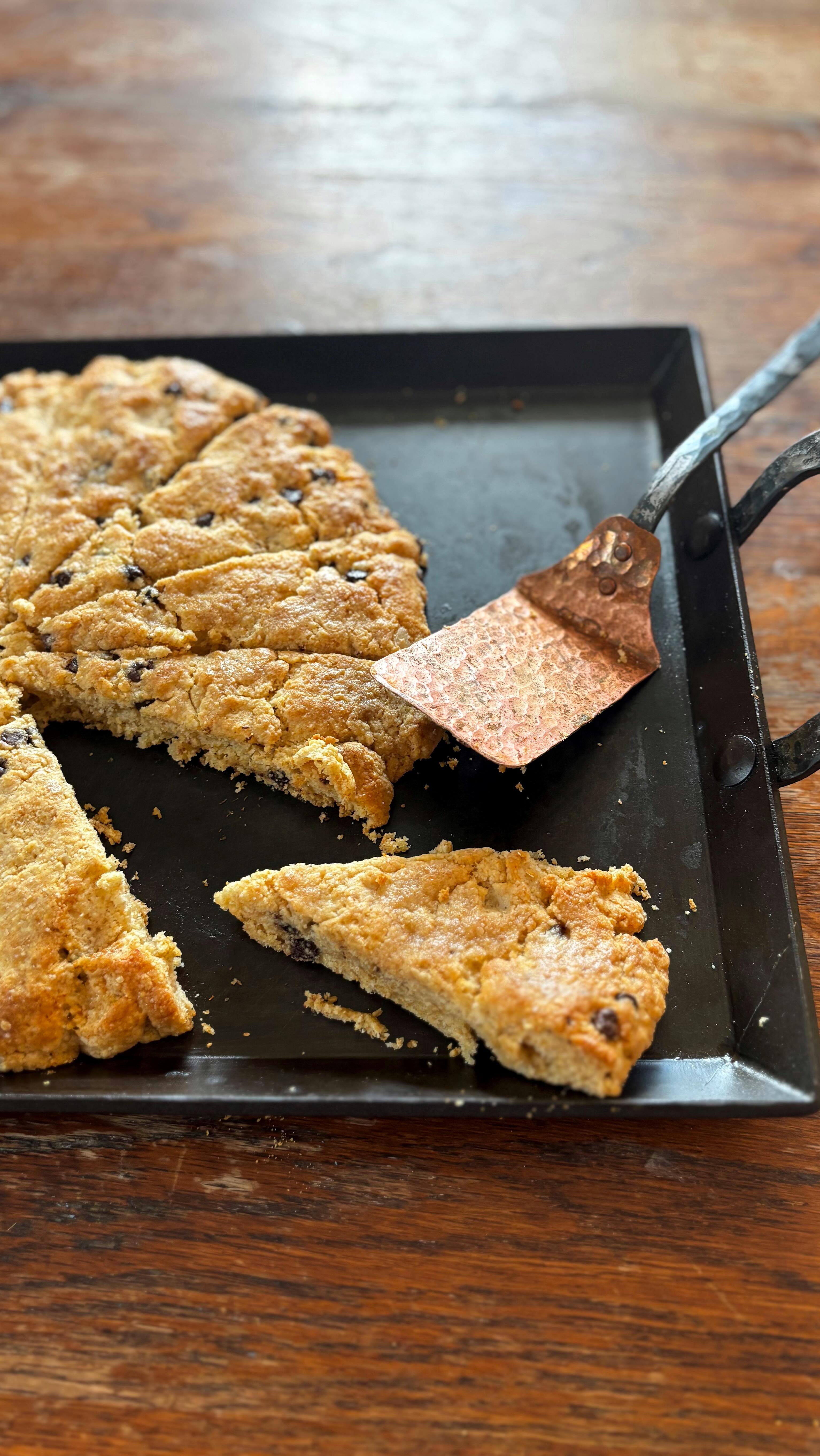 Did you know you could also bake with our carbon steel cookware? Freshly milled chocolate chip scones hitting the spot.
The more you use carbon steel the better it gets. Naturally nonstick and nontoxic our cookware is a must have for any kitchen. Carbon steel is lighter in weight than cast iron and will last generations.
