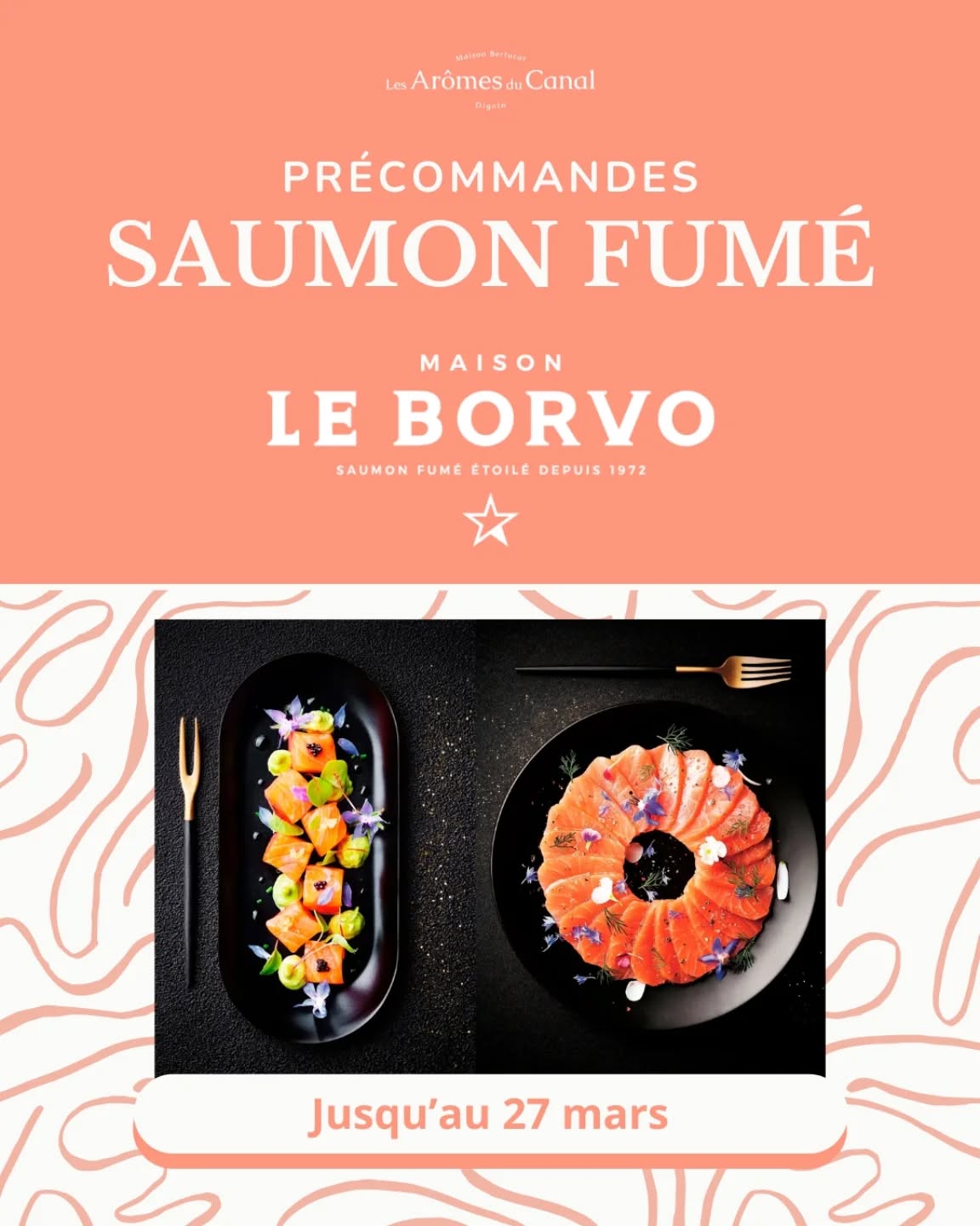 | Saumon Fumé |
Les pré-commandes Saumon Fumé Le Borvo sont de retour ! ✨️
🐰 Repas de Pâques, Baptême, Communion ou simple repas en famille ou entre amis, pré-commandez votre saumon fumé avant le vendredi 27 mars pour une réception en boutique autour du 2 avril.
Où trouver les bons de commande ?
En boutique ! Ou par mail sur demande 📝
#saumon #saumonfume #epiceriefine caviste #digoin #saoneetloire