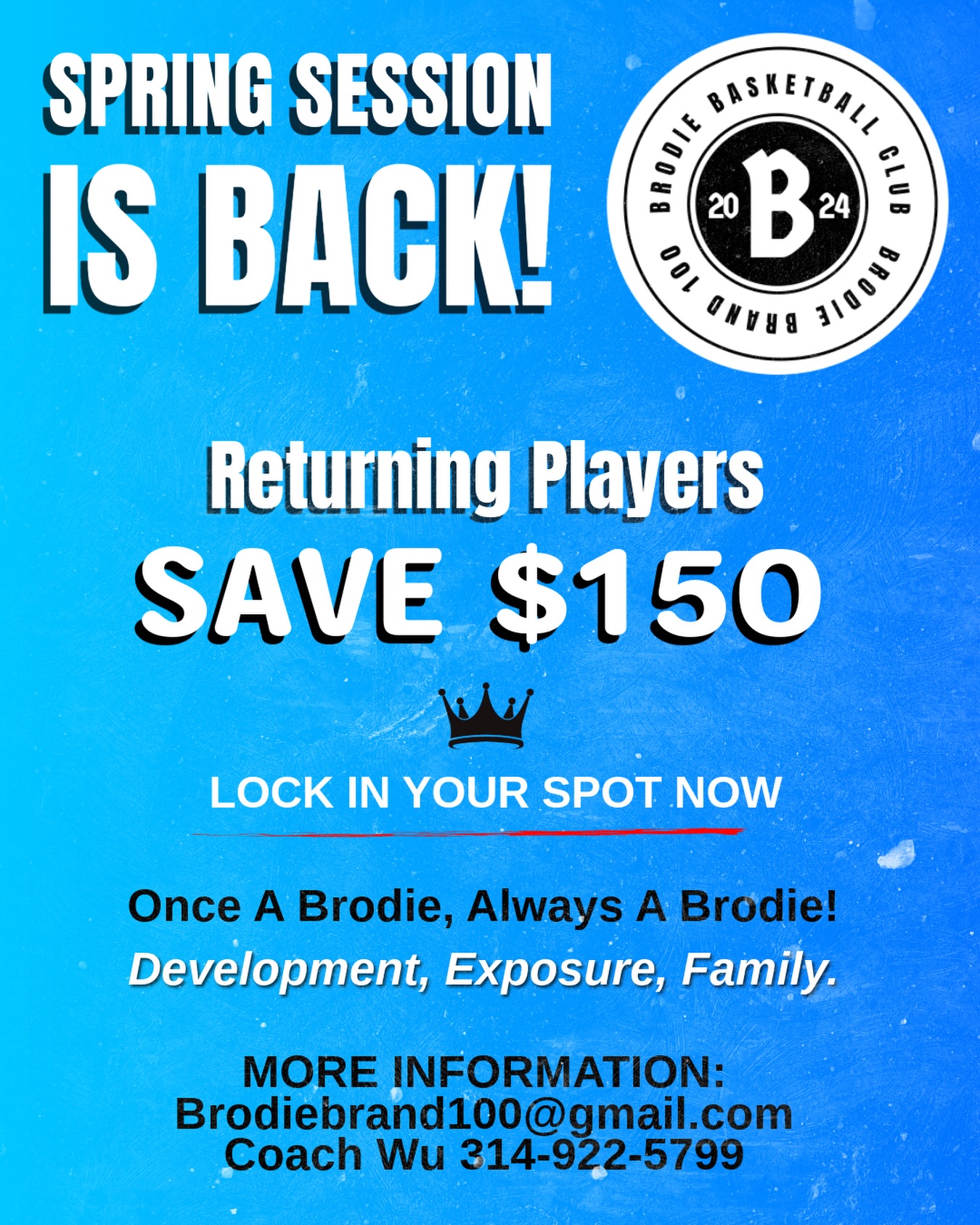 Loyalty means something over here.
The ones who built it… get rewarded.
Returning players get $150 OFF this Spring Session 💰
This is your home — and your spot is waiting.
Once A Brodie, Always A Brodie 💯
🔒 Lock in now - DM Coach Wu @kingofgmc314 or Text 314-922-5799
📈 Development. Exposure. Family.
We’re not just running it back…
we’re leveling UP. ✅
#BrodieBasketball #STL #Basketball #YouthBasketball #WelcomeBack