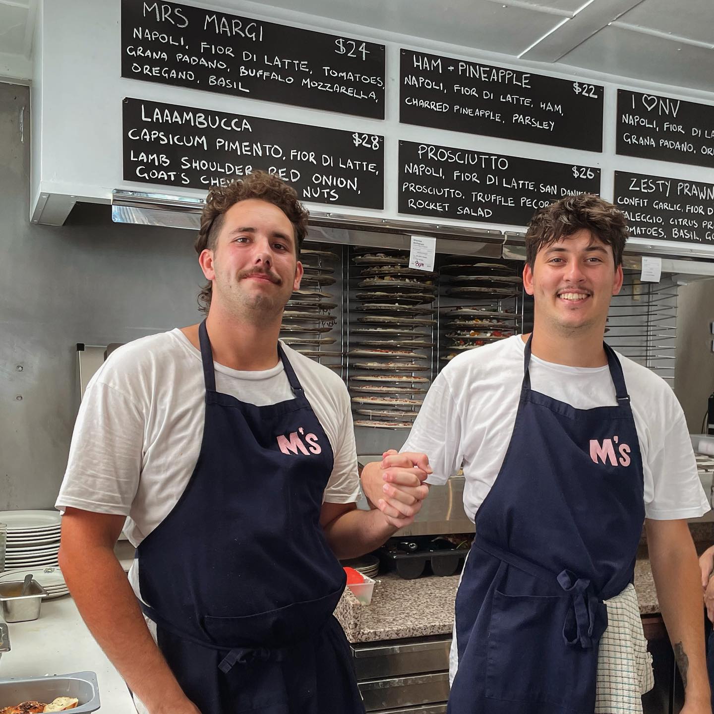 Kyah & Cooper have bromance for the ages and are we thrilled they have chosen Matilda’s to showcase their talents along side some pretty decent pizza.
We are delighted to announce that Cooper Nugent has decided to stay on and will be making Matilda’s home for the next 6 months.
With his love for proteins & experience working along side Colin Fassnidge, Cooper will deliver specials that will put Nambucca Valley’s produce to work.
To start us off, this weeks specials are:
Tasmanian Scallops, herb butter, cucumber
Butterflied Queensland prawns, house made fennel nduja, toasted hemp seeds
Coopers Hungover Pork Belly Bahn Mi
Prawn & Lemongrass Bisque, clams, foraged sea blight, house focaccia