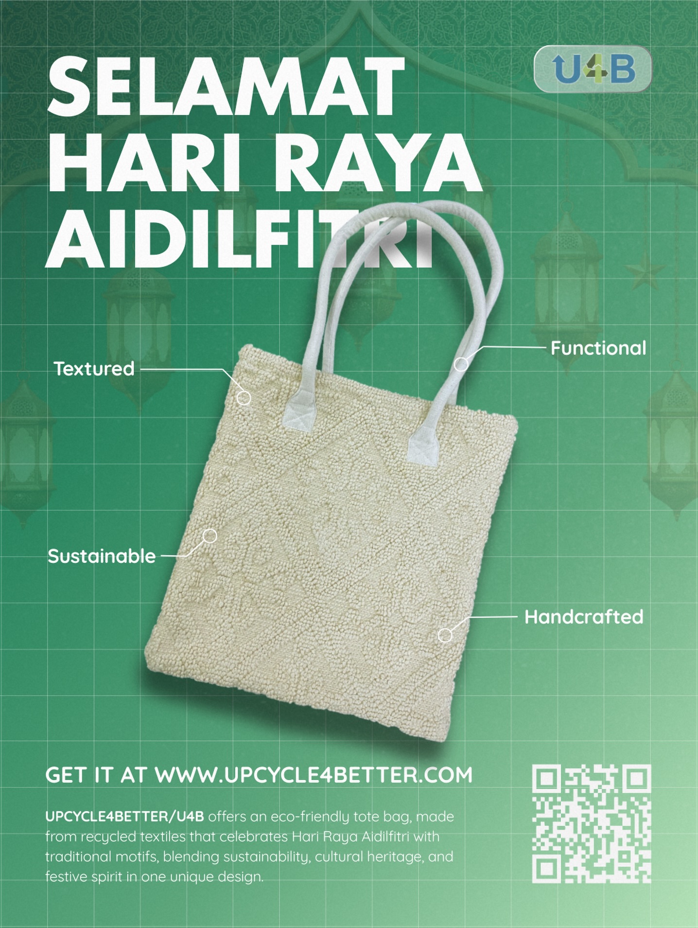 From everyday comfort to festive warmth 🕌✨
This Hari Raya Aidilfitri, U4B’s All-Purpose Rug adds softness and ease to your home, creating a welcoming space for family, guests, and shared moments.
🛒 Shop now: www.upcycle4better.com/shop-1
📌 Note: Actual product may vary in color and pattern due to its upcycled nature.
#Upcycle4better #U4B #BetterTogether #UpcycleMovement #ChangeThroughReuse #InspiredToUpcycle #FutureIsUpcycled #recycling #recycle #upcycling #sustainability #zerowaste #ecofriendly #reuse #plasticfree #circulareconomy #sustainablefashion #recycledfashion #fashionrevolution #slowfashion #diyfashion #textilerecycling #FYP #love #reducewaste