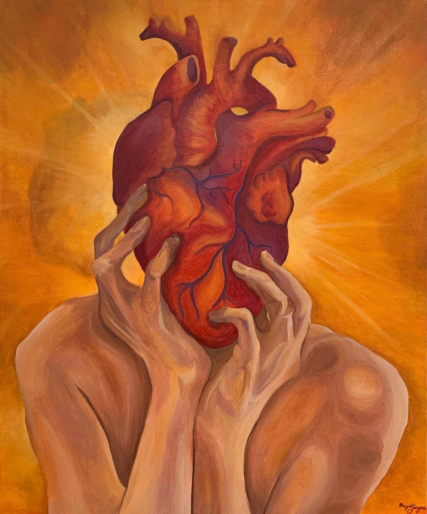 A Heart Too Large
30”x36”
Water Soluble Oil on Canvas
I have been waiting to post this piece for you all because it is very special to me. I had the honor of displaying this piece in Edgewood College’s Juried Student Art Show and it is still up in the Atrium of The Stream.
I had waited to post, however, because I wanted to make sure my muse could see it in person first :) This painting is a portrait of and an homage to my sister ( @hanrahan_shenanigan ) and her sunshiney and caring personality. Mo was born with a heart a few sizes too large and has had to undergo surgery multiple times in order to get it working properly, but that is not the only reason I titled this piece as such. Mo loves me more than I could have ever hoped for and her heart always has room for more giggles and cuddles. She is my best friend. I could not think of a better muse for a three foot tall painting :)