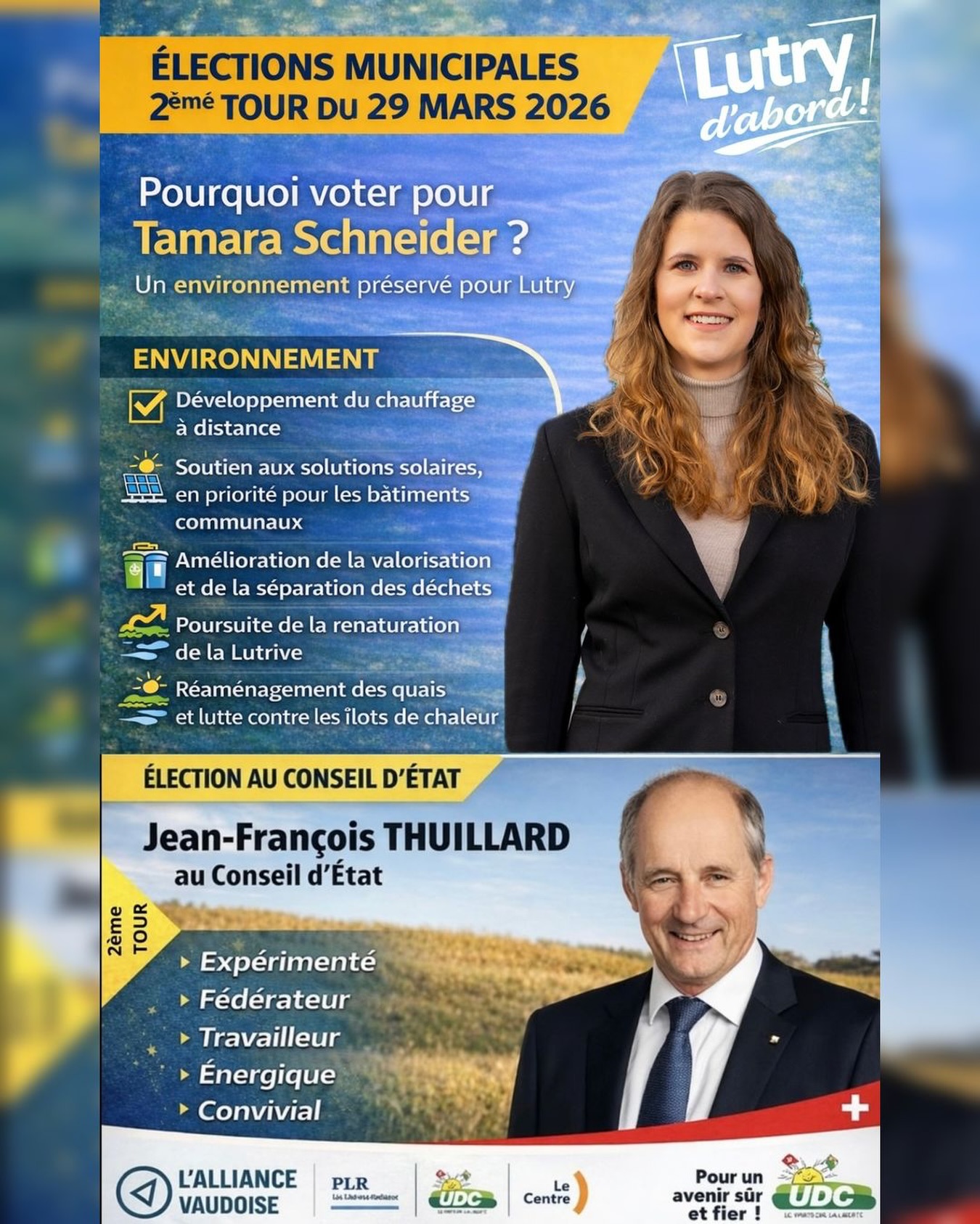 🌱 ENVIRONNEMENT
Préserver notre cadre de vie à Lutry 🌊
Des actions concrètes pour un environnement durable et de qualité pour tous.
🗳️ Merci pour votre soutien le 29 mars,
et pour votre vote en faveur de Jean-François Thuillard.
#ec2026 #elections #lutry #environnement #udc