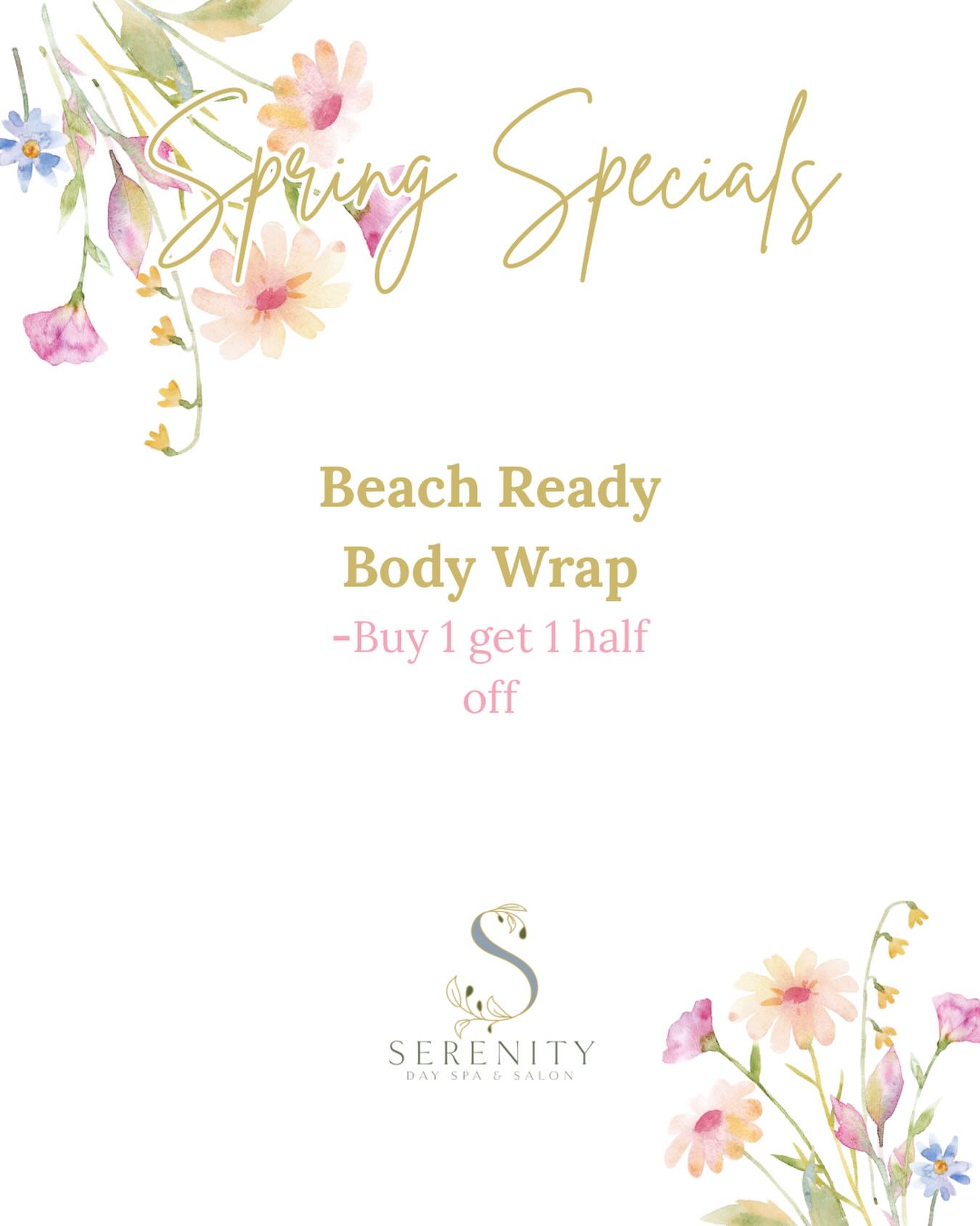 Get beach ready with us ☀️
Our Beach Ready Body Wrap special is buy one, get one half off! It’s the perfect way to refresh, detox, and feel confident for the season ahead 🌸
Visit Sdsmagnolia.com or call 870.234.4000 to book your appointment! 🤩
#SAU #salonandspa #giftsforher #spring #bodywrap