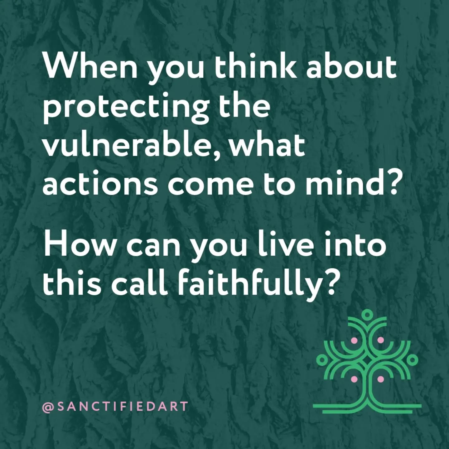 Radically loving God, it would be easy for the call to protect and care for the vulnerable to exist as a hypothetical in my life, but that is not what I want. Instead, I want the call to care for the vulnerable to be bone-deep. I want to embody this call in my life. I want to roll up my sleeves and follow where you lead. So help me notice and act on ways to live out my faith in earnest. Amen.
—prayer by Rev. Sarah A. Speed | @sanctifiedart
