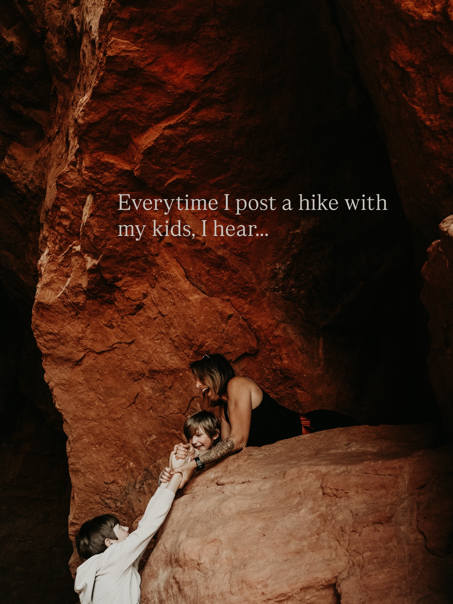 Every time I post something like this, I get the same messages.
And honestly they’re not wrong. I’ve definitely been there at one time.
It’s not always easy. But staying consistent - not turning around because they’re whining, not bargaining or bribing, but rather sticking to the initial plan - eventually it removes the quitting option. And soon enough they start to see that it’s worth it.
I think because we enjoy an activity we feel like it’s unfair to force our kids to do it with us. But when it’s truly so good for them, like being out in nature, and it’s not actually painful for them (do NOT put them at risk during adverse weather or with more than they can physically handle!) then sticking with it is a good thing!
Just be sure to leave time for fun - like exploring the cave!
#hikingwithkids #activelifestyle #lifeoutdoors #raisingresilientkids #boymomlife