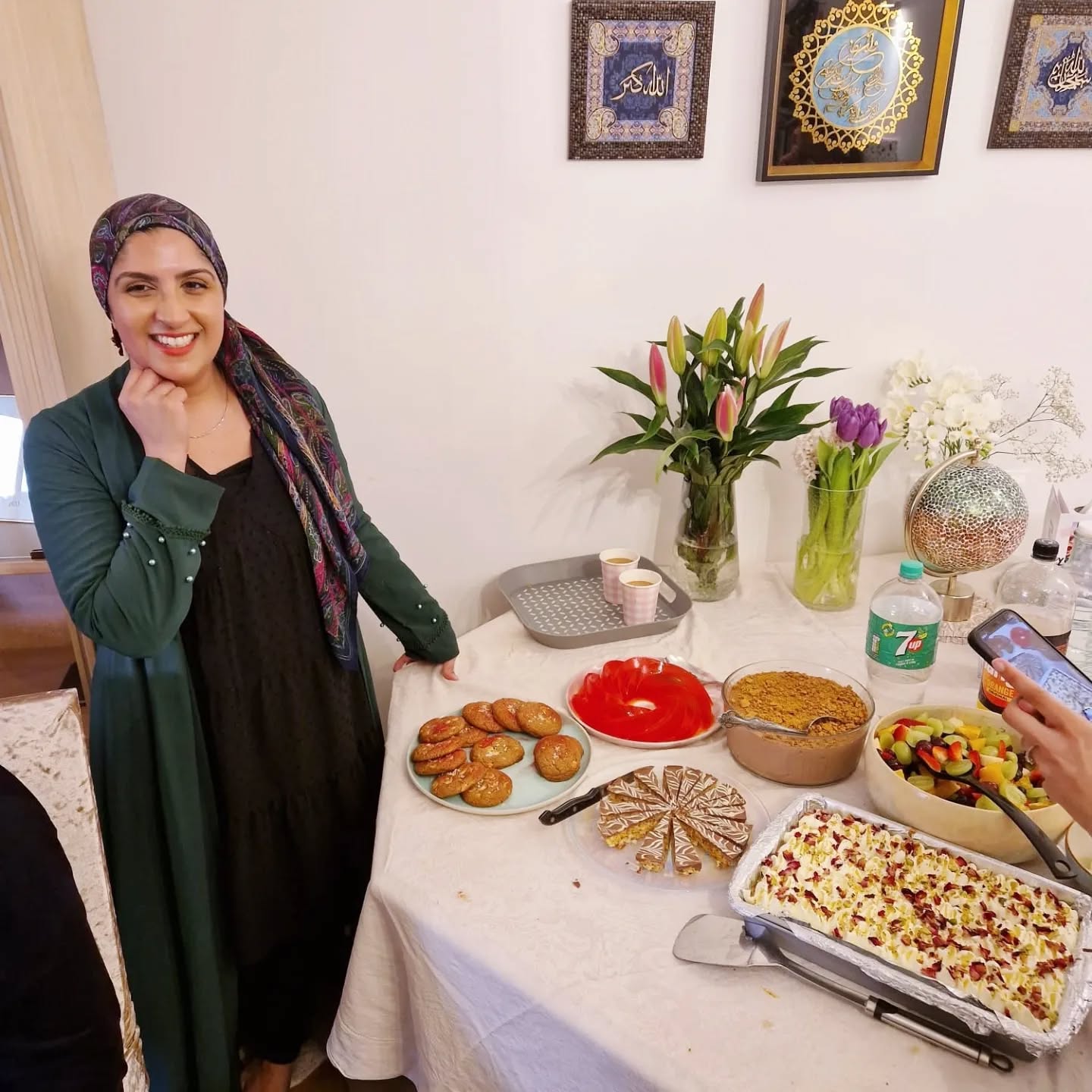 The Baker & Her Bakes, at a little pre Ramadan gathering captured by the BFF @aisharajab2511 🥰 Moments of joy with a house full of family & food, and sharing my bakes of course 🤭✨ #BLESSED & #GRATEFUL. See my previous post for details of the treats & desserts featured 💗