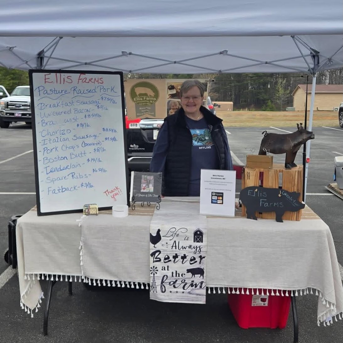 Come see us at the Denver NC Farmers Market. We are here until 12pm! 🐖 #pasturedpork #supportncfarms #we❤️pork @denver_nc_farmers_market