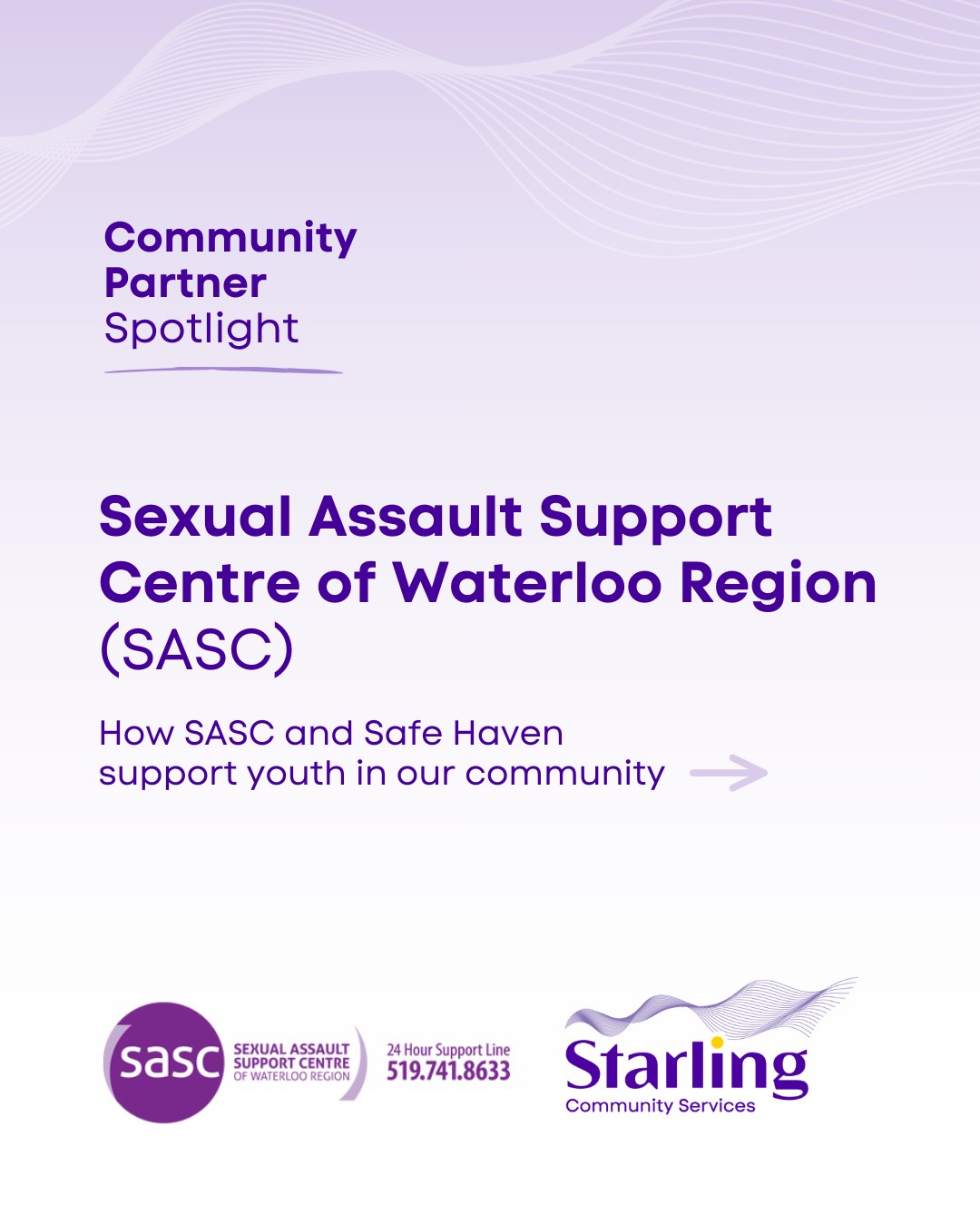 Today, we’re shining a spotlight on the incredible work of the Sexual Assault Support Centre of Waterloo Region (SASC) and how they support youth at Starling’s Safe Haven Youth Services.
With the rising number of youth who come to Safe Haven at risk of human trafficking, coordinated care is more important than ever.
Together, SASC and Safe Haven create a network of care that ensures youth are protected, supported, and empowered as they rebuild their lives.
Swipe through to learn more and read our full Community Partner Spotlight - link in our bio!
@SASCWR
#SASCWR #SafeHavenYouthServices #YouthAdvocacy #WaterlooRegionCares #StarlingCommunityServices