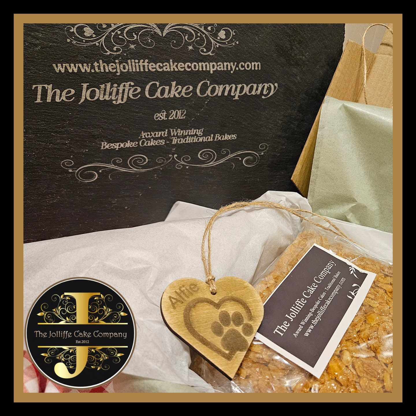 A retro Cornflake tart, was posted, piloting something extra, a laser engraved heart. #petmemorial #cornflaketartbypost #retrobakes #thejolliffecakecompany #ukberkshire