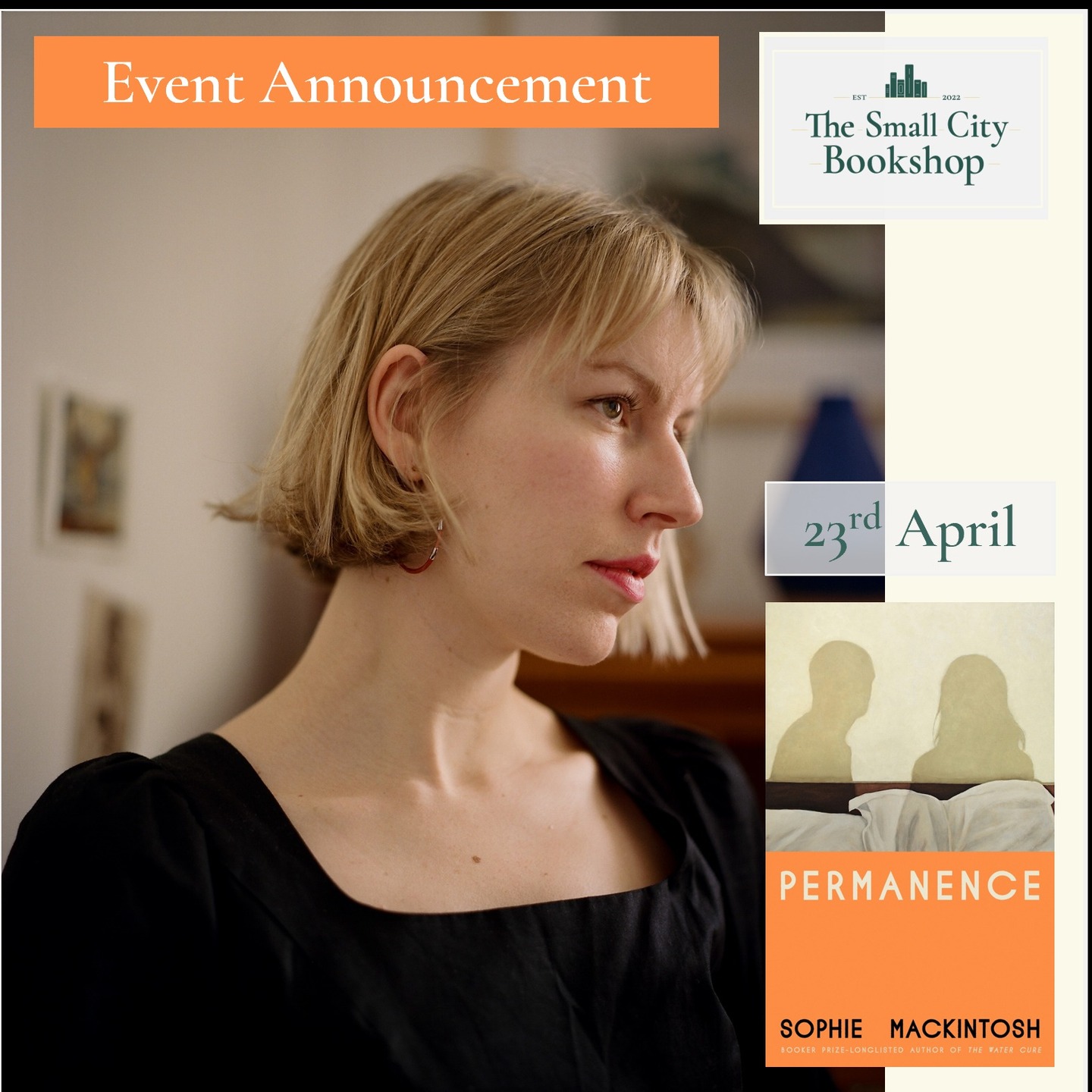 📣Event Announcement
We're very excited to welcome Sophie Mackintosh - one of our favourite authors is back with her new novel, Permanence.
Booker Prize-nominated author of The Water Cure and Cursed Break.
Thursday 23rd April.
Doors: 6.45pm
Start: 7pm
Tickets £7 with a free drink.
*Permanence*
An intoxicating modern love story. Permanence is a thrillingly erotic and sharply relatable portrait of longing and obsession, intimacy and betrayal, possession and dispossession.
This is the story of an affair. Clara and Francis are in love, but nobody knows it. For months they have been slipping away from their respective lives, sharing stolen afternoons in hotel rooms, their time together painfully sweet and all too short.
Until one day they wake up in a bedroom neither of them recognises with no memory of how they got there. They find themselves in a strange and unfamiliar city: a place where adulterers can live openly as couples, without fear of consequence, putting the theory of their love into practice. Here the sky is painted over the old town square in changeless, cloudless blue.
Ripe fruits wait on the table each morning and the sunset comes down in a blaze of pink each night. And contact with the real world is impossible. As long as Clara and Francis are here, they only have each other.
How do you know when you’ve found true love? How much would you sacrifice to keep hold of it? And how long can you stay in paradise before the cracks start to show?
#bookshopevents #authortalk #stories #storytelling #bristolevents #bristolstorytelling
#indiebookshop #bristol #bristolbookshop #bookshop #bookstagramuk #bristolbookstagrammers #bookstagram #bookshopsofinstagram #bs5
