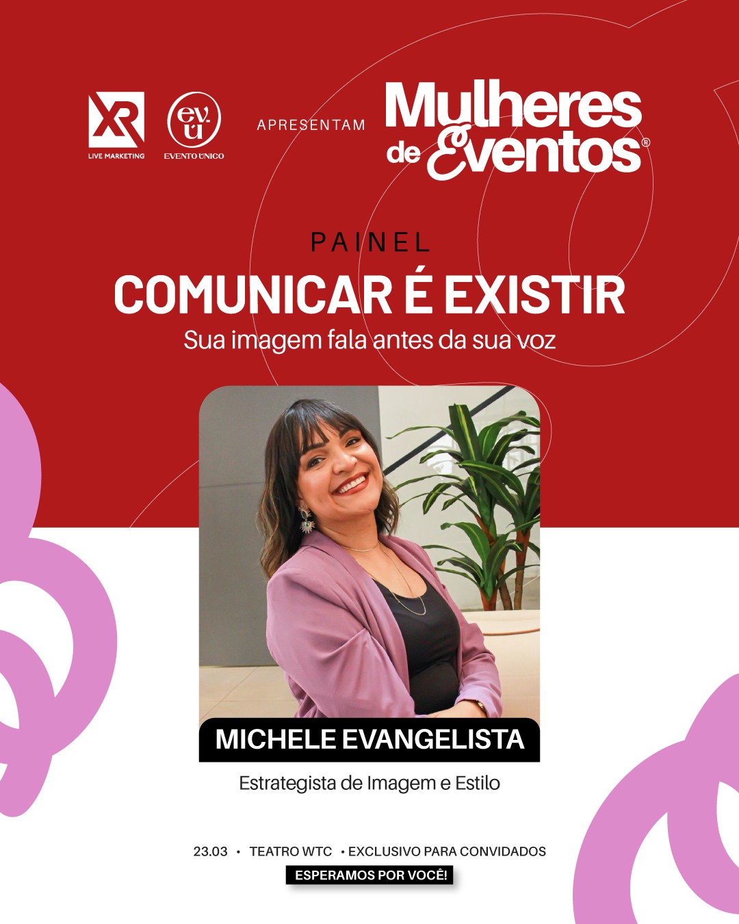 Imagem, postura, estilo e comunicação não verbal dizem muito antes mesmo de você falar.
Nesta palestra, vamos refletir sobre como presença, coerência e posicionamento constroem autoridade, especialmente para mulheres que querem ocupar, permanecer e liderar seus espaços.
Porque no mercado…
quem não se posiciona, acaba sendo invisível.
🎤 Michele Evangelista (@aura.imagem), estrategista de imagem e estilo, estará no palco trazendo uma abordagem prática e provocativa sobre como alinhar comunicação, imagem e intenção para fortalecer sua presença profissional.
✨ Inscrições abertas exclusivas para membros da comunidade BenchMICE
Mantenedores
@xrlivemkt
@somosgrupor1
@tescenografiaoficial
@marriottintl
@shiftmobilidade
@grandhyattsp
@clubmed
@malaimansoresort
@inteegratec
@resorts.brasil
@galhardoscorporate
@oricasting
@soapbrasil
@brind.eaux
@msccruzeirosbrasil
@wtceventscenter
@primegeradores
@attagastronomia
@theforest.camboriu
@chubbbrasil
@eventsegoficial
Apoio:
@visite_sp
@amprooficial
#MulheresDeEventos #MulheresDeEventos2026 #BenchMICE #ComunicarÉExistir #LiderançaFeminina #Posicionamento #ImagemProfissional #ComunicaçãoEstratégica #MulheresNaLiderança #ProtagonismoFeminino #PresençaExecutiva #AutoridadeFeminina #CarreiraFeminina #MulheresQueInspiram