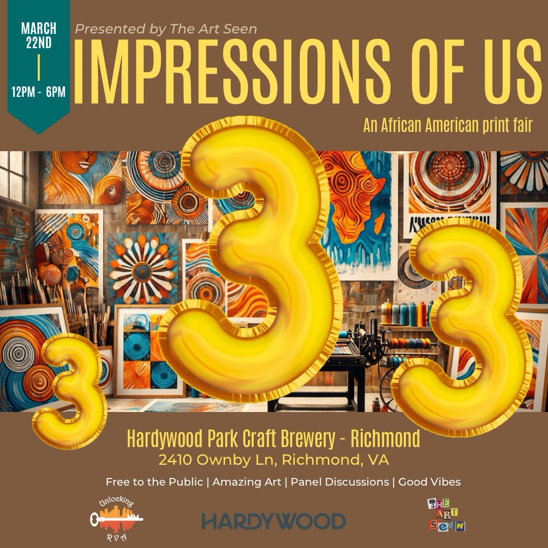 3 days.
Richmond, we’re almost there.
Impressions of Us is more than an art fair—
it’s a space where stories, memory, and creativity live through print.
For one day, we gather in it. Fully.
Expect a full sensory experience with some of Virginia’s most talented artists:
✨ Original prints
🎙 Live panel: Pressing Forward
🎻 Live music inspired by 90s + 2000s R&B
🎶 Energy, intention, community
This is about showing up, tapping in, and experiencing it together.
📍 Hardywood Brewery
🗓️ March 22 | 12–6 PM
🎟️ Free entry | Family-friendly | Come as you are
If you’ve been looking for a sign to come—this is it.
#impressionsofus #richmondart #blackcreatives #supportblackartists #printfair