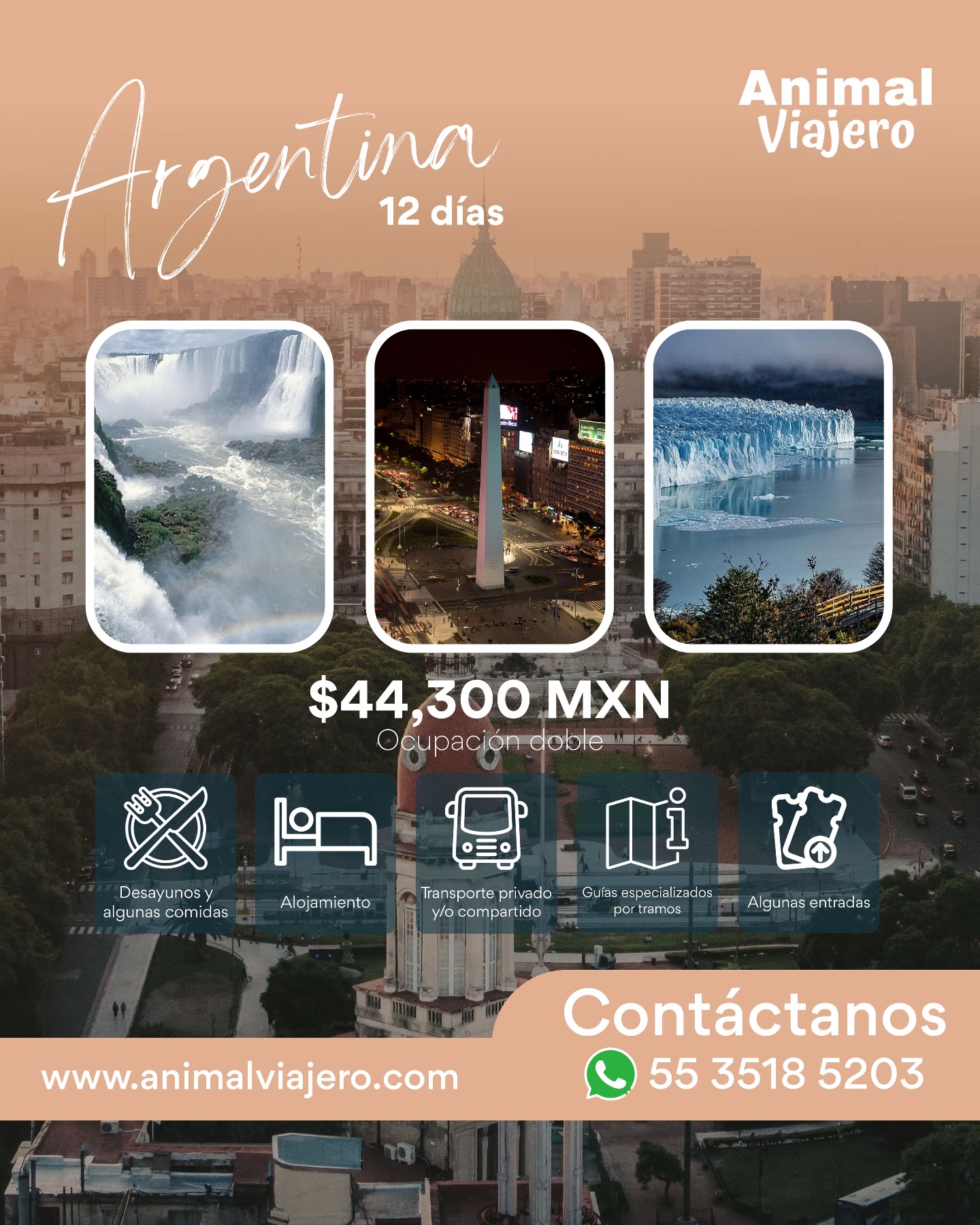 Argentina no es un viaje… es una experiencia que te cambia. 🇦🇷✨
12 días entre glaciares, cascadas y ciudades vibrantes.
Desde $44,300 MXN.
Tu próxima historia empieza aquí. ✈️
📲 Escríbenos y asegura tu lugar.
#agenciadeviajes #animalviajero #viajes #viajesargentina