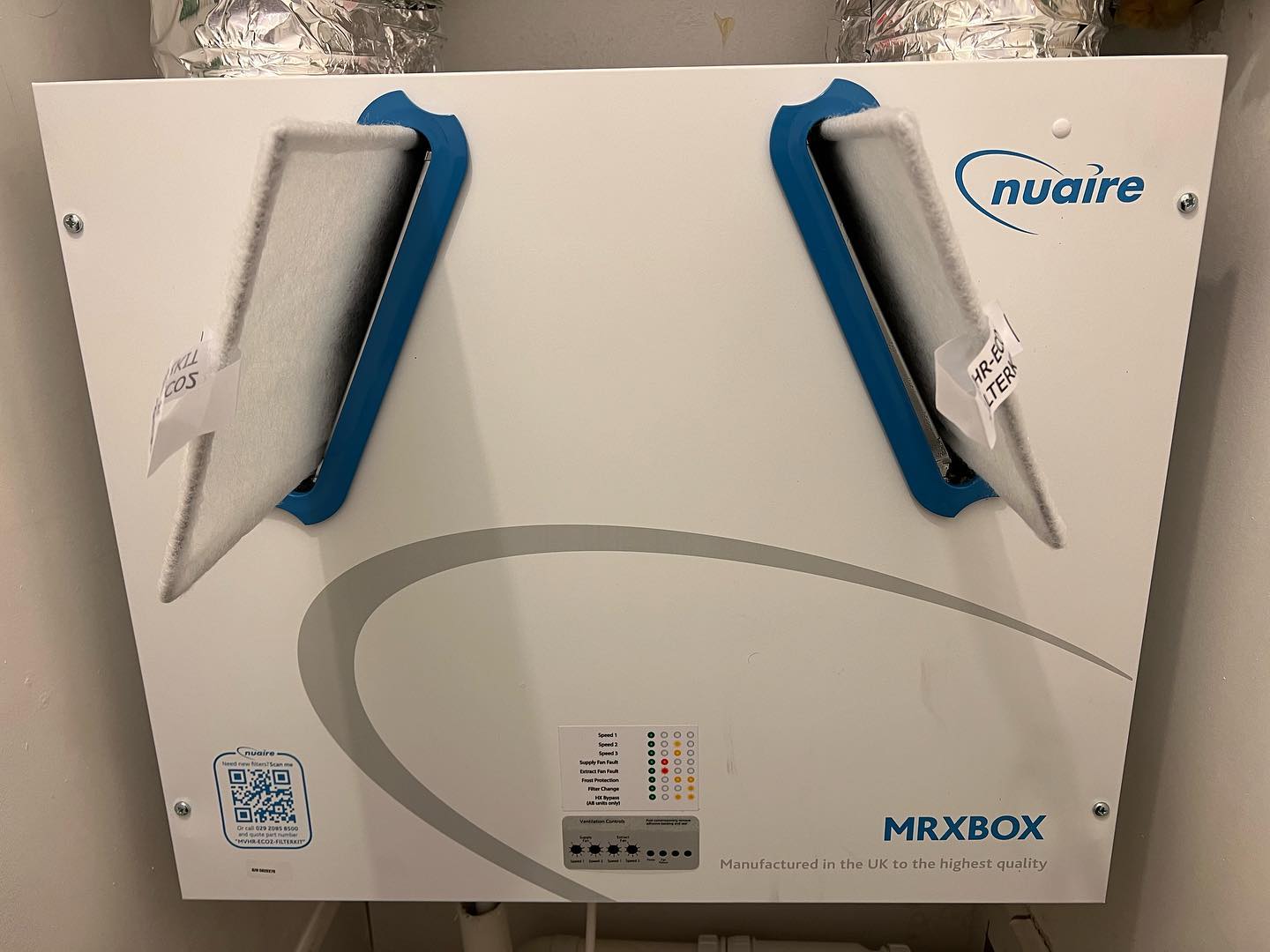 Replacement MVHR unit today remember anyone with a MVHR system in there property keep the filters clean and the unit will last years