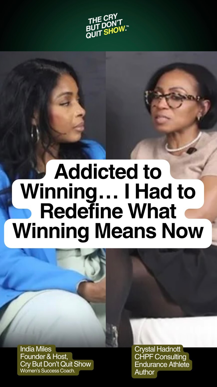 “You can sustain peak performance when you’re properly fueled.”
~ Crystal Hadnott
@crystalhadnott with @chpf_firm opens up about being addicted to winning — and what it looks like now to reclaim her finish line and redefine what her next wins mean.
When is it time to stop striving for the win… and start redefining it?
Competitive, results-driven, champion-minded women know how to win.
But true power is knowing how to evolve.
Watch this episode if you’re learning to use the finish line as data — not pressure — and as the starting point for what’s next.