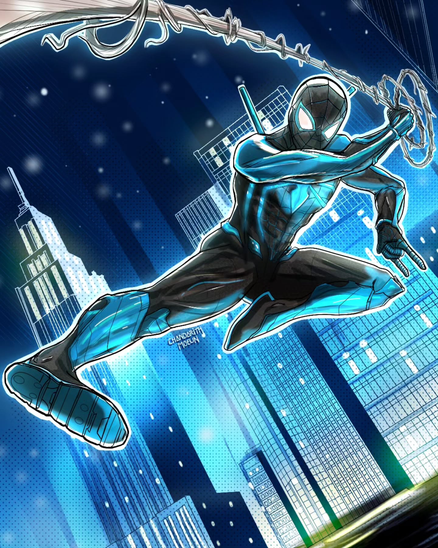 Oh man, this is weirdly well timed! The other week I managed to play through the Insomniac Spiderman games and loved them. Absolutely top tier storytelling and had a blast with the game mechanics. (Can't wait for Wolverine and what else they're working on! 😊)
I'm also in the middle of Gotham Knights, which I'm playing through with my brother- I play Nightwing, while he plays Red Hood. Both these games feature not only similar mechanics, but two of my favorite superheroes of all time- Nightwing and Spider-Man.
So, I decided to do a mashup, which wasn't TOO far of a stretch bc Miles' suit is actually very similar to Nightwing's, just with a different color combination. (Night-Spider? Spider-Wing?) I took some liberties and added elements from different suits of both characters I liked. It was trickier than I thought, bc contrary to popular belief I didn't actually draw superheroes very much when I was younger, I just enjoyed reading the material lmao. So if you notice any mistakes, ignore them! I'm sorry! 😅
That said, as I was working on this, the trailer for Brand New Day dropped, so it's a good time to be a Spider-Man fan. ❤️ 🕷️
#nightspider
#spiderman
#nightwing
#spidermanbrandnewday
#fanart