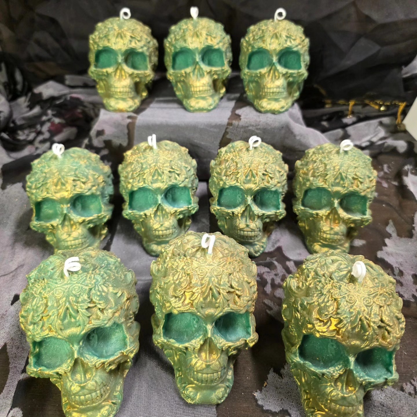 Table lighting for a Halloween wedding. So fun! Visit www.MelmadeScents.com to create your own custom event candles.
#candles #custom #Halloween #weddingstyle #melmadescents