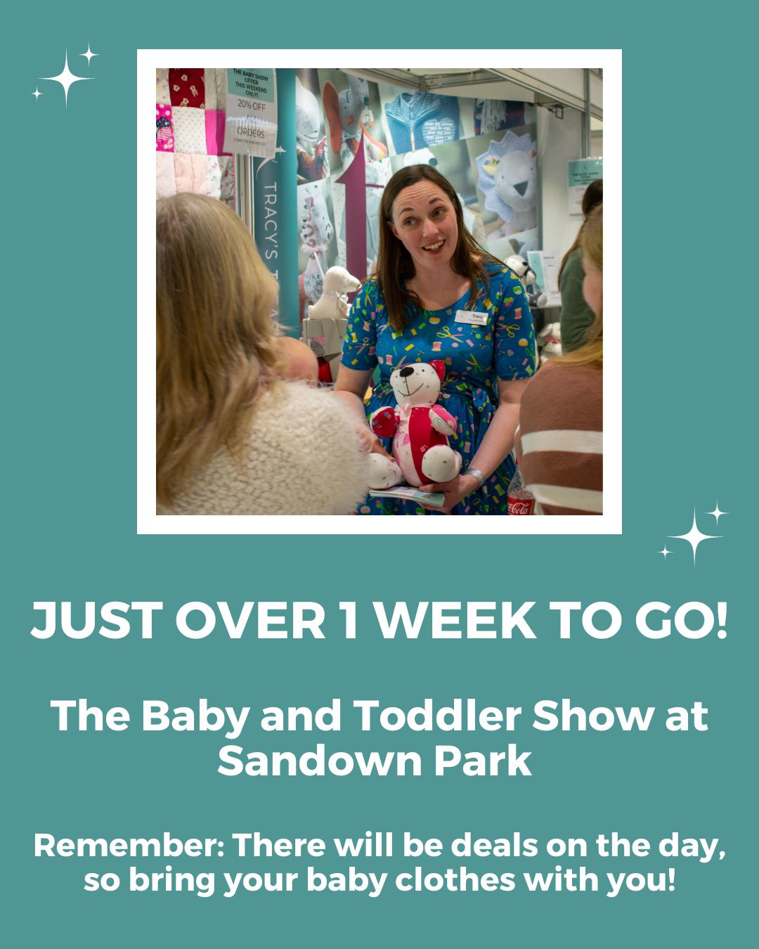 Just over 1 week to go! 🎉
The Baby and Toddler Show at Sandown Park is nearly here!
Remember: There will be deals on the day, so bring your baby clothes with you. Ordering in person means you'll skip postage fees and take advantage of exclusive show-only savings.
I can't wait to meet you at stand D18 and help you create something truly special from those precious baby outfits.
Plus if you bring your clothes along to over the weekend receive a free hanging heart with your order.
#TracysTreasuredKeepsakes #SmallBusinessUK #PersonalisedKeepsakes #HertsCustomKeepsakes #HandmadeGiftsUK