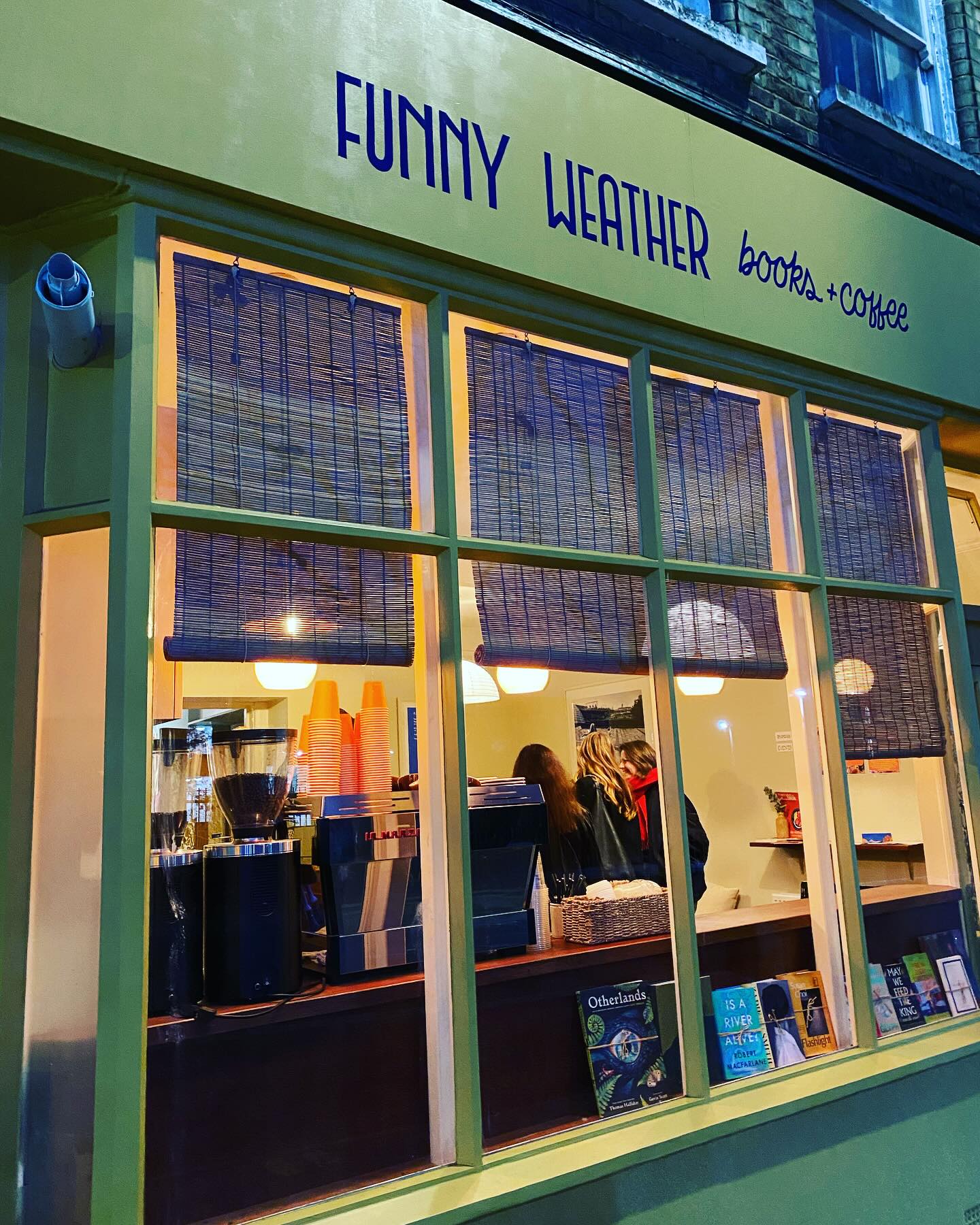 Such a fantastic evening yesterday at the beautiful new indie bookshop @funnyweatherbooks on Grove Terrace, Highgate Road NW5. Three brilliant women talking about books: the excellent @bethany_rutter, author of Big Date Energy, was in conversation with @annabrookmitchell and @rosiestorey about their debut novels, Motherfaker and Dandelion is Dead.
Both books sound SO good, and the authors’ readings made me want to read both of them immediately. It was such an engaging and entertaining discussion of writing, rewriting, getting rejected and not giving up, and so many other things. (Top tip: if you want to rekindle your love for a work in progress that’s lost its shine, change the font and the characters’ names.)
The bookshop is gorgeous, and has a lovely cafe which sells beer and wine as well as coffee, and the owners Celeste and Ed are so warm and welcoming. AND it’s right next to Hampstead Heath!
Thanks so much for a great evening. Hurrah for new indie bookshops!