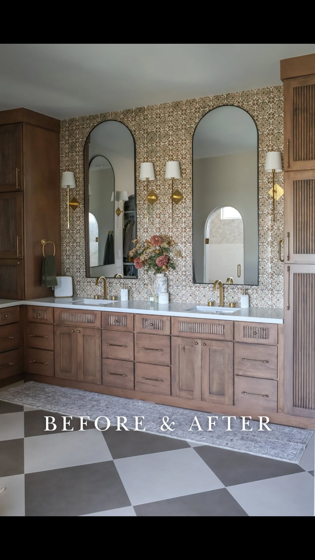 From dated to designer✨
We fully transformed this primary bathroom by reimagining every detail, from the custom cabinetry and statement mirrors to the spa-like shower and tub moment. What was once heavy and outdated is now bright, intentional, and layered with texture.
Every element was chosen to create that perfect balance of timeless + personality!
Because the best spaces don’t just look beautiful… they feel beautiful to live in.
Our favorite details:
• The bold tile moments that add character
• Custom built-ins that make the space feel tailored
• The fluted cabinetry for subtle texture
• That checkered flooring we’re still obsessed with 🤍
Proof that great design isn’t about starting over… it’s about designing with purpose.
Tell us — what’s your favorite before & after moment? ↓
Construction by: @mavenconstruction_