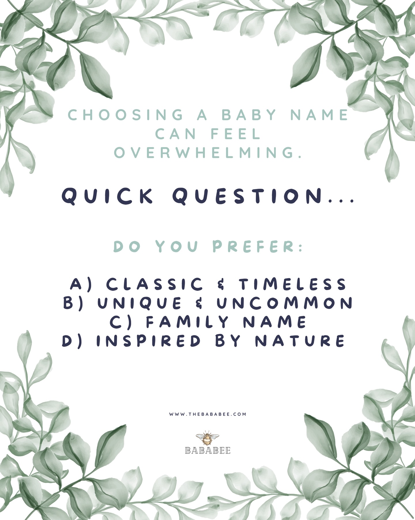 Choosing a Baby Name can feel overwhelming! What style would you choose?
#babyname #mumtobe #pregnancy #babyboynames #babygirlnames