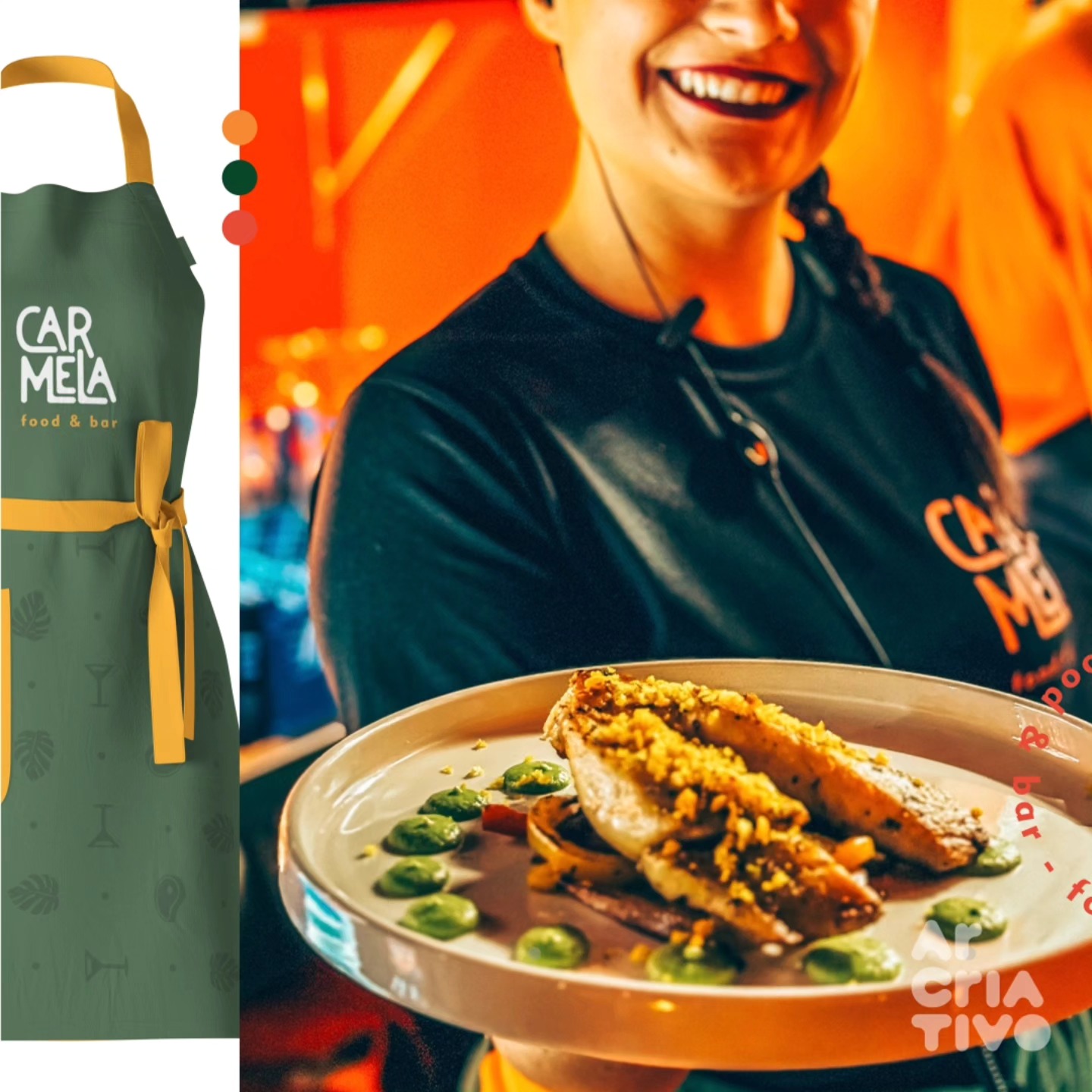 @carmelacassino é um gastrobar localizado em uma rua pequena e charmosa na praia do Cassino. O espaço oferece toda a segurança e aconchego necessários para um passeio a dois, com amigos ou com a família.
No briefing a @carmenpereira nos passou toda a ideia de como gostaria de montar o espaço, o cardápio e suas inspirações. E mais uma vez acertamos nas primeiras propostas apresentadas, finalizando com pequenos ajustes.
A inspiração da identidade visual veio das cores vivas dos ingredientes frescos, dos temperos marcantes e do calor do fogo. O logotipo com tipografia de formas modernas e construção exclusiva, apresenta forte personalidade. Sua proporção vertical remete à sofisticação e elegância, trazendo leveza à composição. O aspecto de carimbo transmite um toque artesanal, exclusivo e feito à mão.
O cardápio, além de uma variedade de pratos para compartilhar, apresenta muitas referências de viagens e alguns toques regionais. Carnes selecionadas na parrilla, saladas elaboradas com queijos e frutas, sanduíches com pães crocantes. A carta de vinhos e bebidas é diversificada, atendendo a todos os públicos. Além disso, há um espaço no frondoso jardim com lindas Bougainvilles, árvores frutíferas e um espaço infantil. Na essência, o Carmela é um pouco menos restaurante e um pouco mais bar gastronômico, divertido e animado!
#arcriativo #cultiveboasideias #design #pelotas #bagé #riogrande #praiadocassino #identidadevisual #identidadedemarca #logodesign #branding #designgrafico #gastronomia