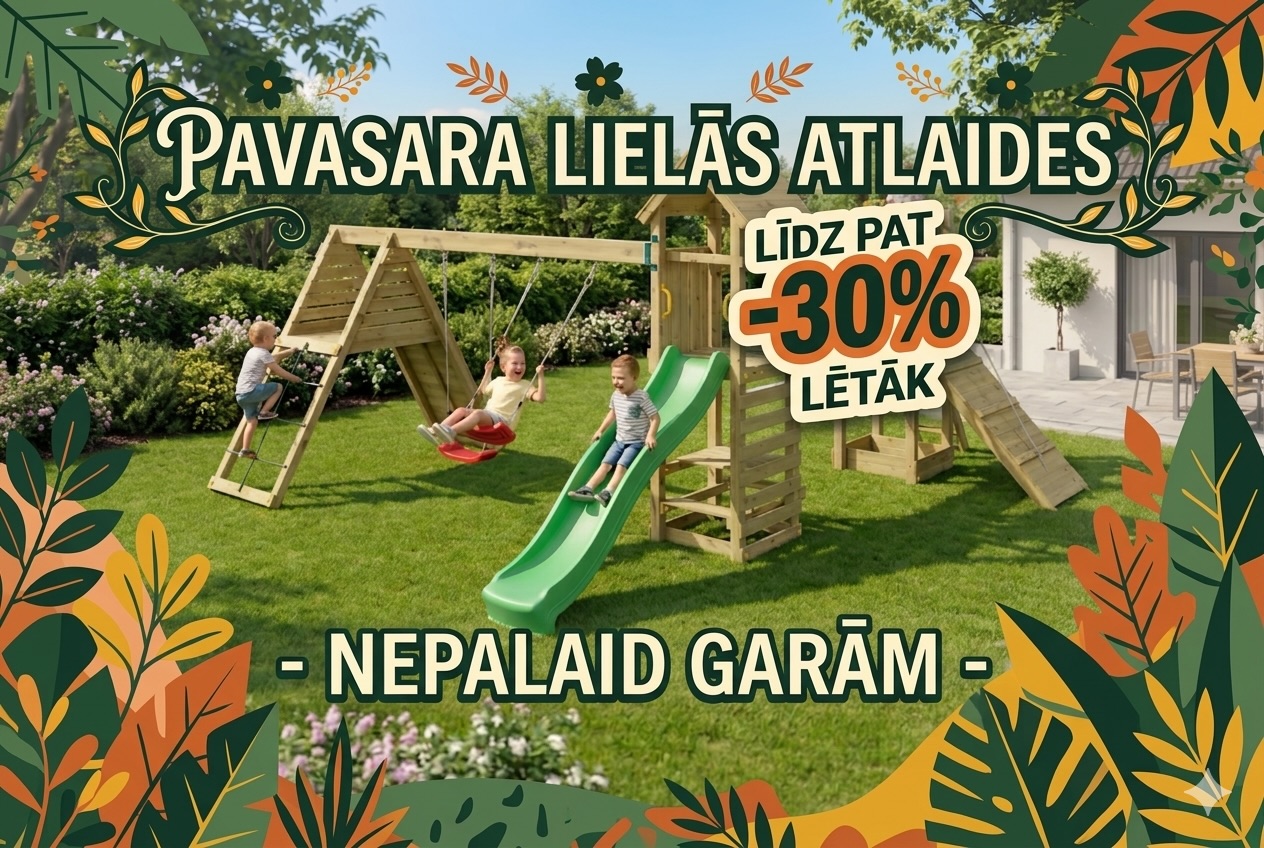 ☀ PAVASARA LIELĀS ATLAIDES IR KLĀT! ☀
Vai esi gatavs pārvērst savu pagalmu par sapņu rotaļu laukumu? Tagad tam ir īstais laiks! 🎉
🎁 Pērc jebkuru HBParks koka rotaļu laukumu un saņem pat -30% ATLAIDI! Tas ir līdz pat 300 EUR ietaupījums! 😮
Neatliec prieku uz vēlāku! Atlaides spēkā tikai ierobežotu laiku. ⏳
Apskati visus modeļus un veic pasūtījumu mūsu mājaslapā:
👉 www.hbparks.lv 👈
Pieseko mums, lai nepalaistu garām jaunumus! #atlaides #rotaļulaukums #bērniem #izklaide