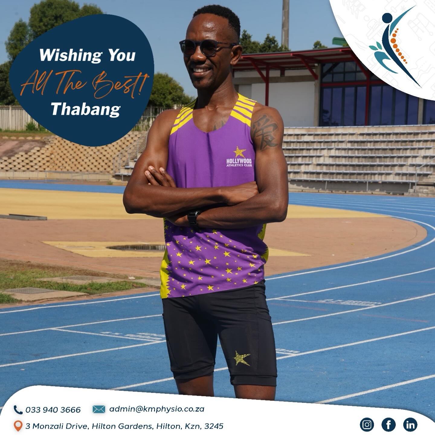 The Man. The Mechanic. The Machine. ๐โโ๏ธ๐ฅ๐ฝ
Everyone at Kae-Motion Physio would like to wish @thabang.mathebula all the very best for The Balwin @dolphin_coast_marathon this Sunday!
All the hard work, dedication and preparation has led to this moment. Now itโs time to go out there and enjoy the run. ๐ฅณ๐โโ๏ธ
Weโre behind you all the way and cheering you on! ๐ช๐
Donโt work through the pain, let Kae-Motion Physio help you!
๐ 033 940 3666
๐ง admin@kmphysio.co.za
๐ www.kmphysio.co.za
โMoving together with you!โ ๐โโ๏ธ
.
.
.
#raceday #marathonready #balwinmarathon #kaemotionphysio