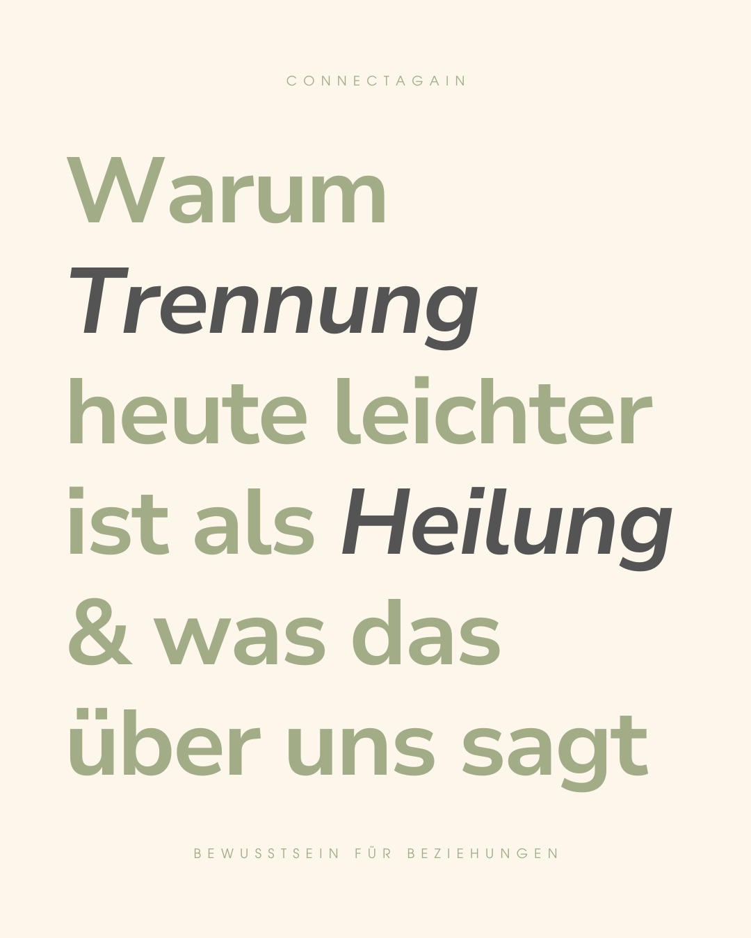 Wir alle kennen diesen Gedanken: Wenn es schwierig wird, scheint plötzlich jemand anderes besser zu passen. Vielleicht wäre alles leichter, alles besser – in einer neuen Beziehung.
Doch die Realität ist oft eine andere. Wenn wir unsere eigenen Themen nicht anschauen und wirklich durcharbeiten, nehmen wir sie mit und wiederholen dieselben Muster, egal mit wem.
Manchmal liegt dein Wachstum nicht im Gehen, sondern im Bleiben. Auch dann, wenn es herausfordernd ist.
#beziehungen #emotionaleintelligenz #heilung #selbstreflexion #musterbrechen #mentalhealth #achtsamkeit #persönlichkeitsentwicklung