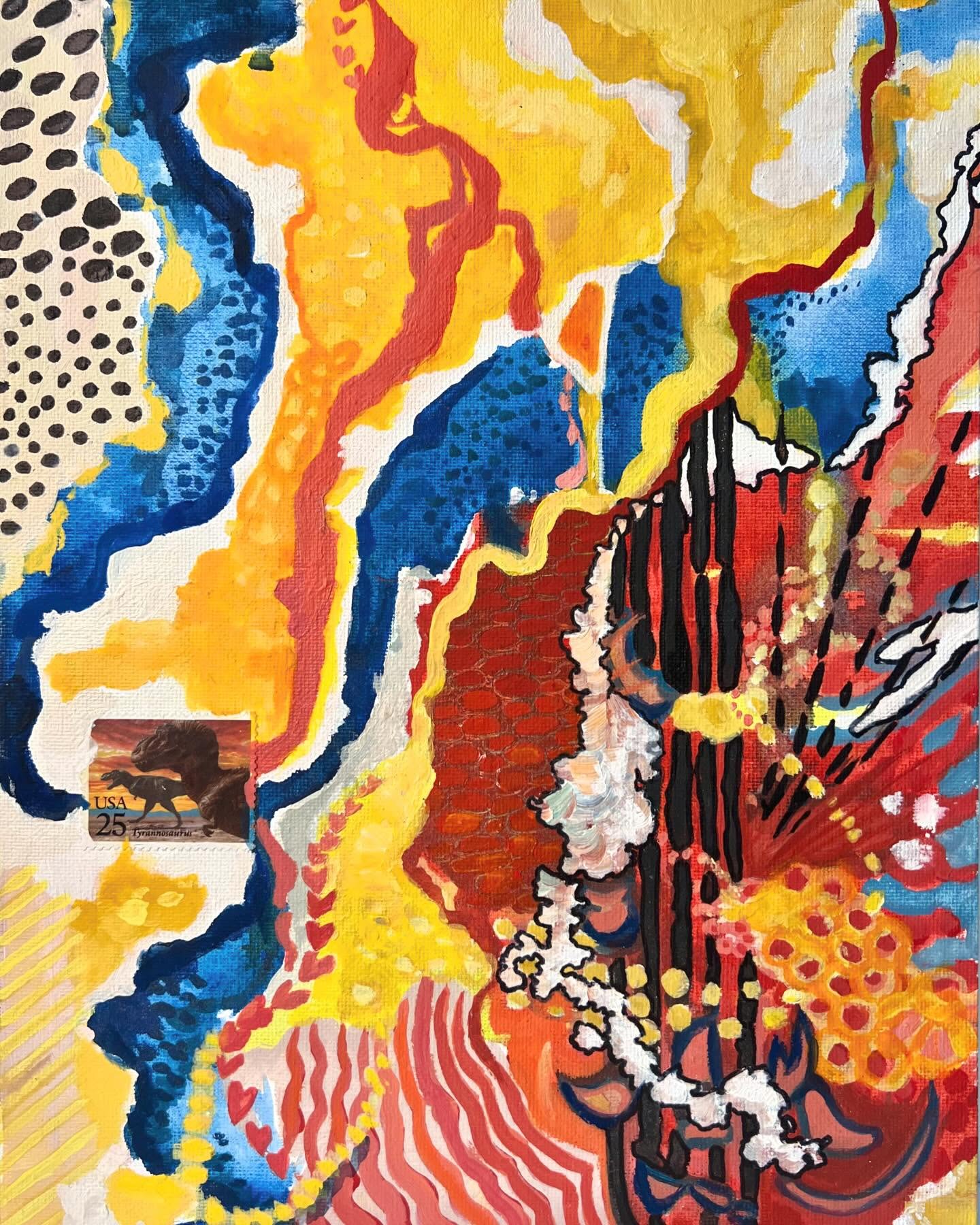 More from the Stamp Series: T-Rex and the Invasion; Folk Art and the Last Battle
#stampcollecting #abstractpainting #oilpainting #folkart #artistherapy