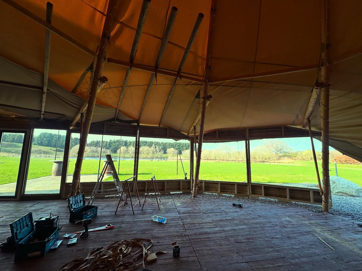Our new panoramic window wall is really starting to take shape! Guests will be able to look out on to our stunning lakeside views from inside too!
