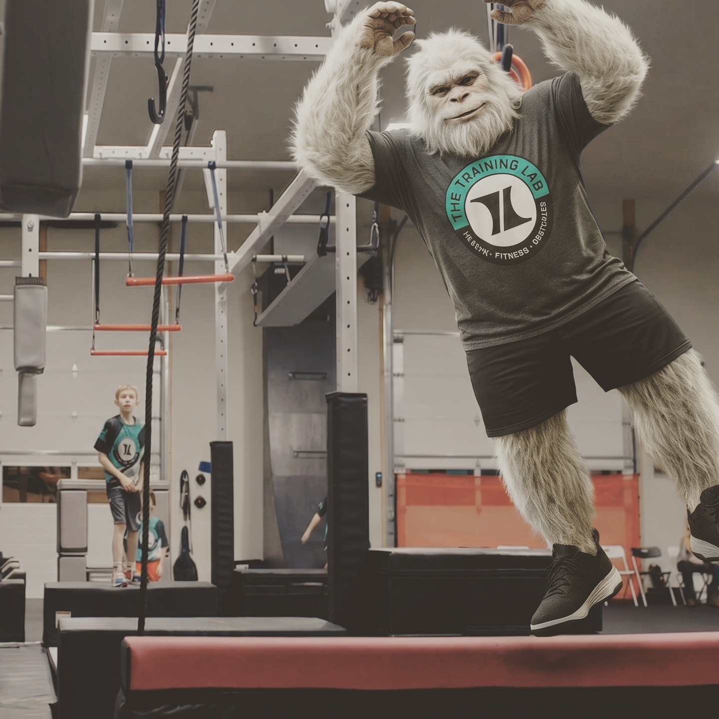The Yeti is at it again! Come train with us at The Training Lab and discover the most fun way to stay active. #yetininja #ninjawarrior #TheTrainingLabNWI #Obstaclesport